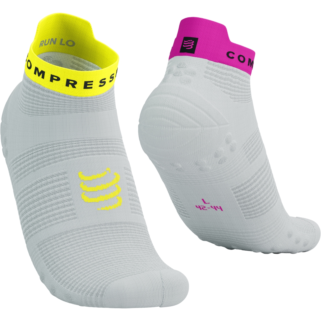 Photo produit de Compressport Chaussettes de Compression - Pro Racing v4.0 Run Low - white/safety yellow/neon pink