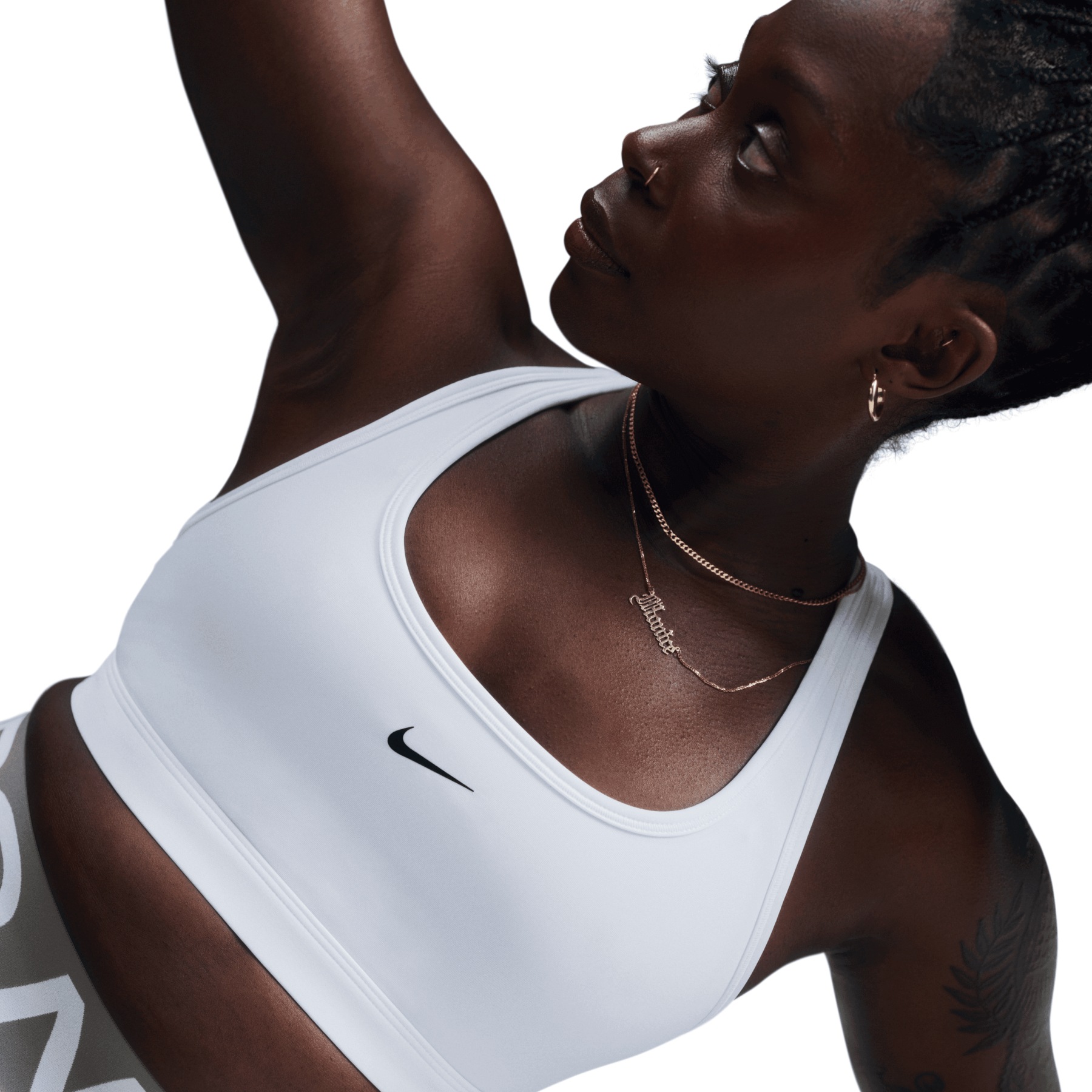 ブラジャー Nike SS25 ACTIVE BRA (DX6817 100) Women's Nike Swoosh Light Support White Bra | EKINSPORT