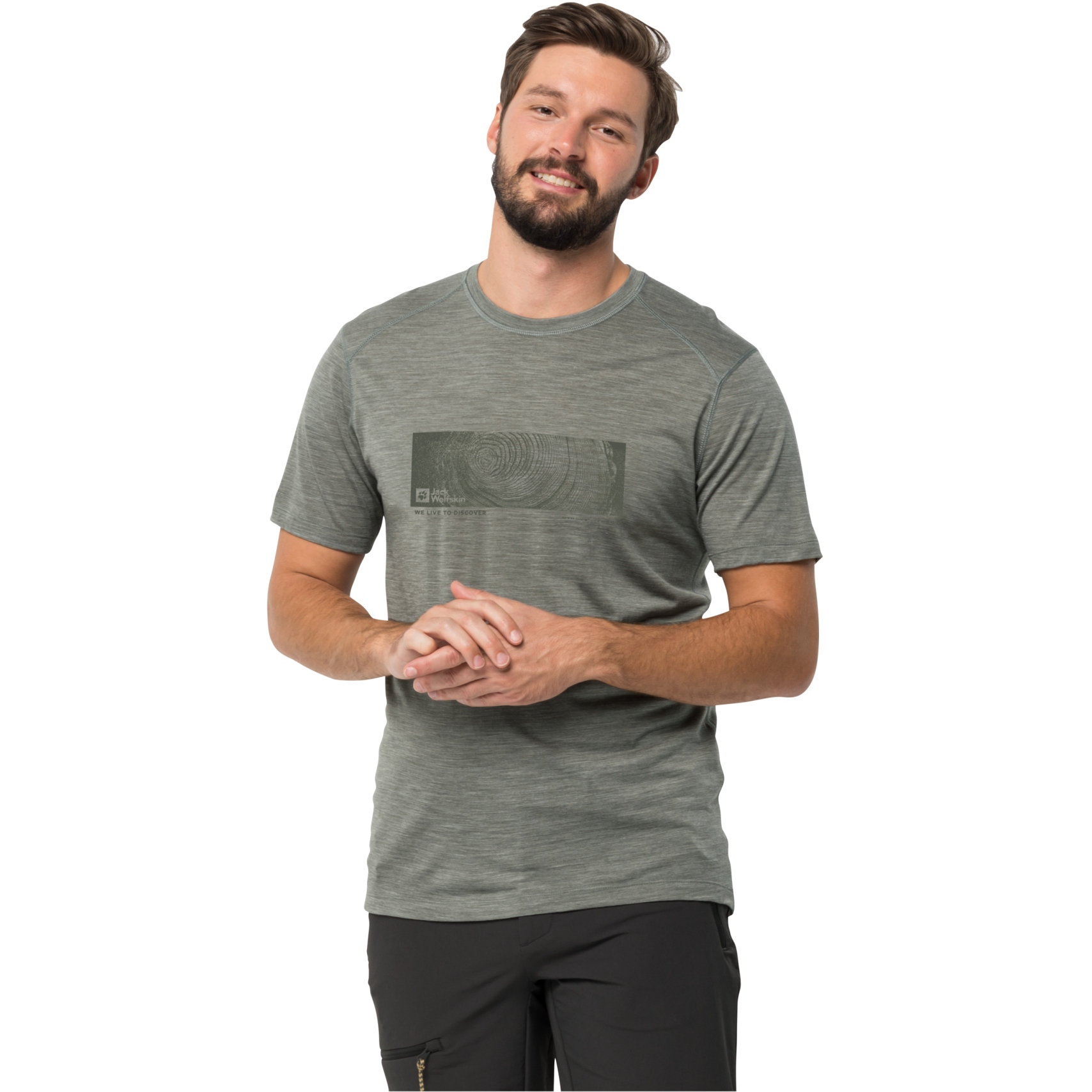 Picture of Jack Wolfskin Kammweg Graphic Short Sleeve Shirt Men - gecko green