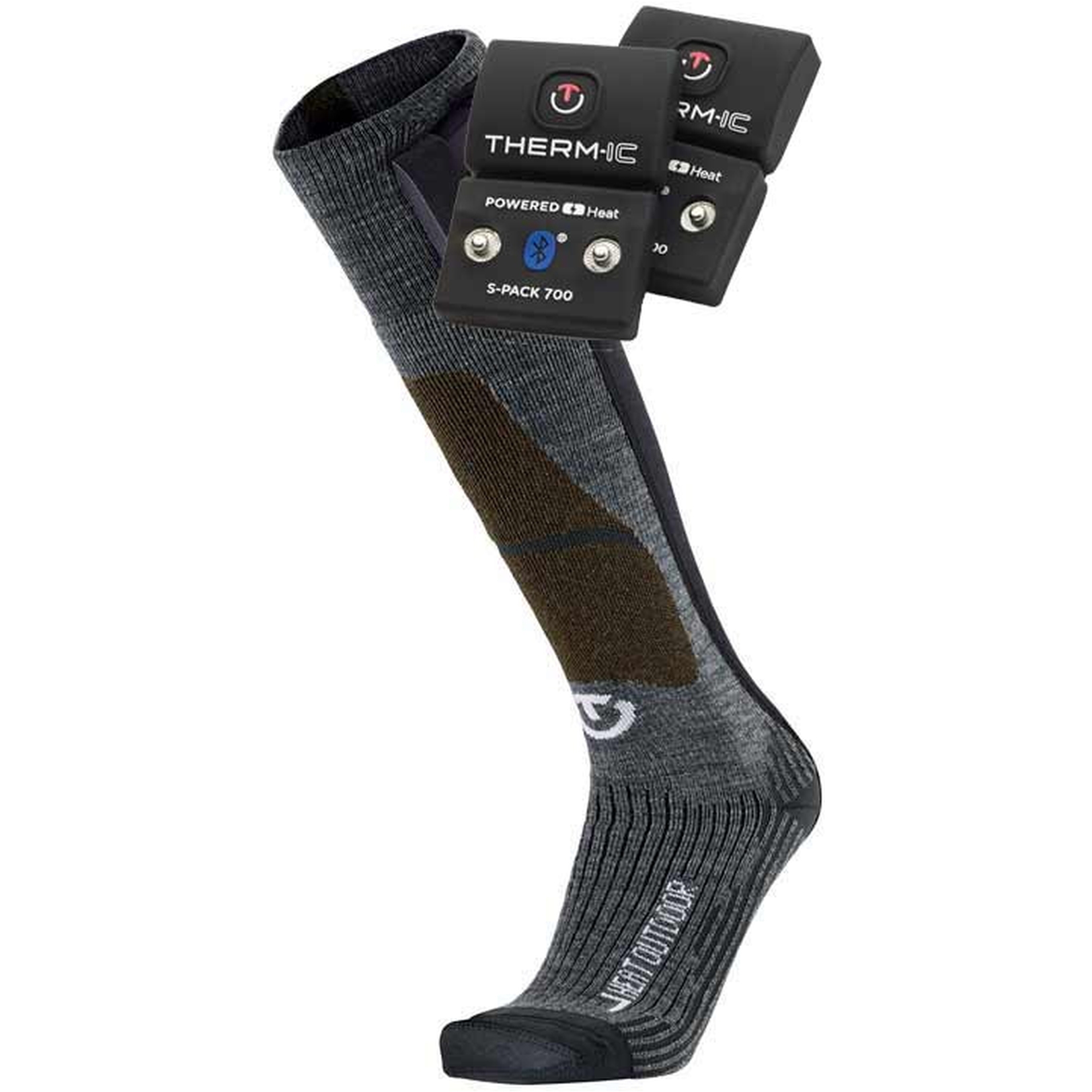 Productfoto van therm-ic Powersock Set - Heat Fusion Outdoor Socks + S-Pack 700 BT Battery - grey