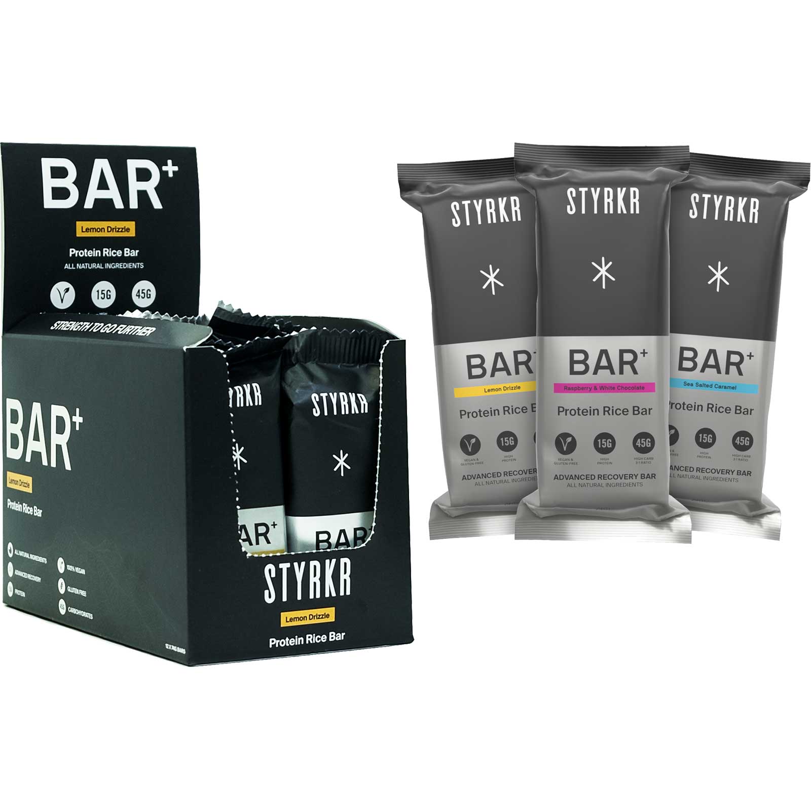 Produktbild von Styrkr BAR+ - Eiweiß-Kohlenhydrat-Riegel - 12x74g