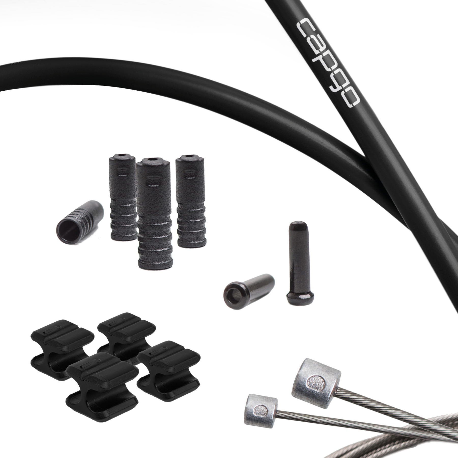 Photo produit de capgo Kit de Câble de Dérailleur - Blue Line | Double (2x) - MTB/Road (Shimano/SRAM) | noir