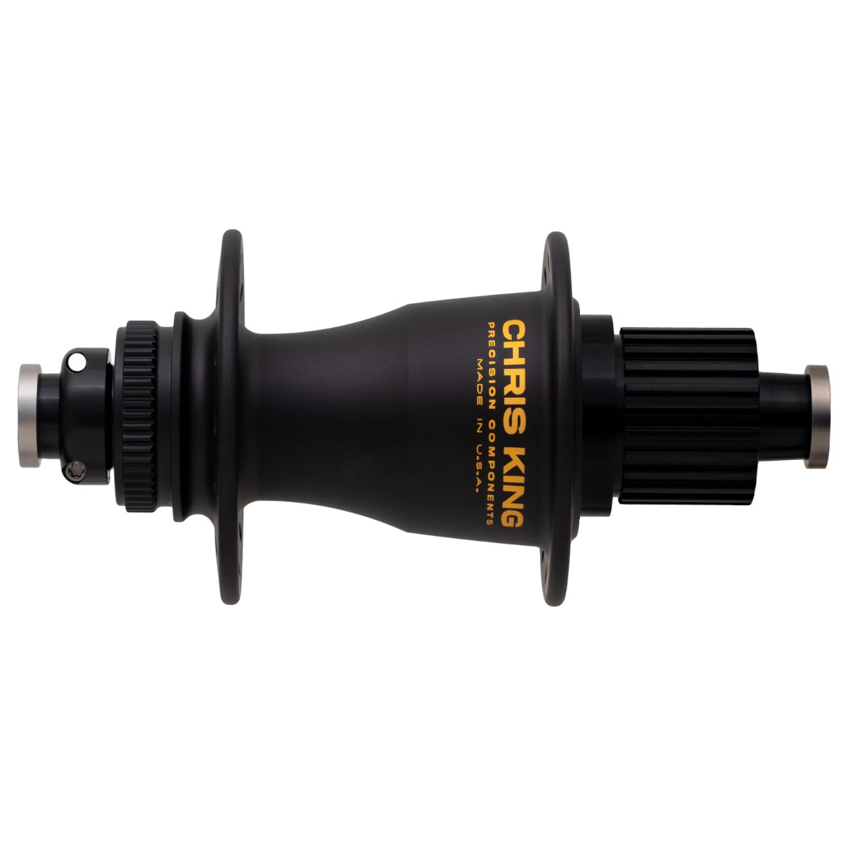 Productfoto van Chris King Rear Hub - Centerlock - Boost - 12x148mm - Shimano Micro Spline - Two Tone Black / Gold