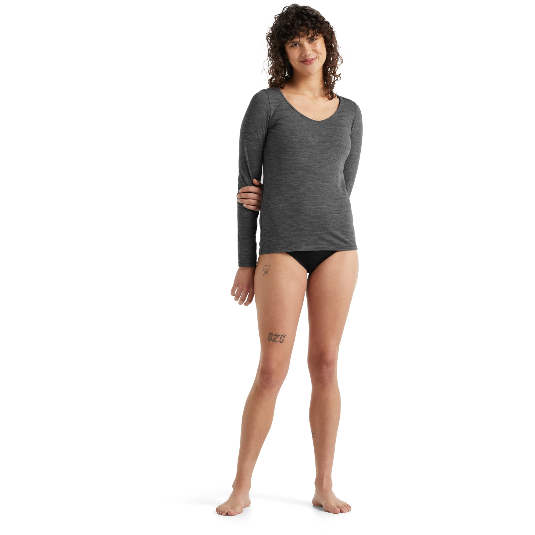 Icebreaker Merino Siren Long Sleeve Sweetheart Top Women - Gritstone Heather