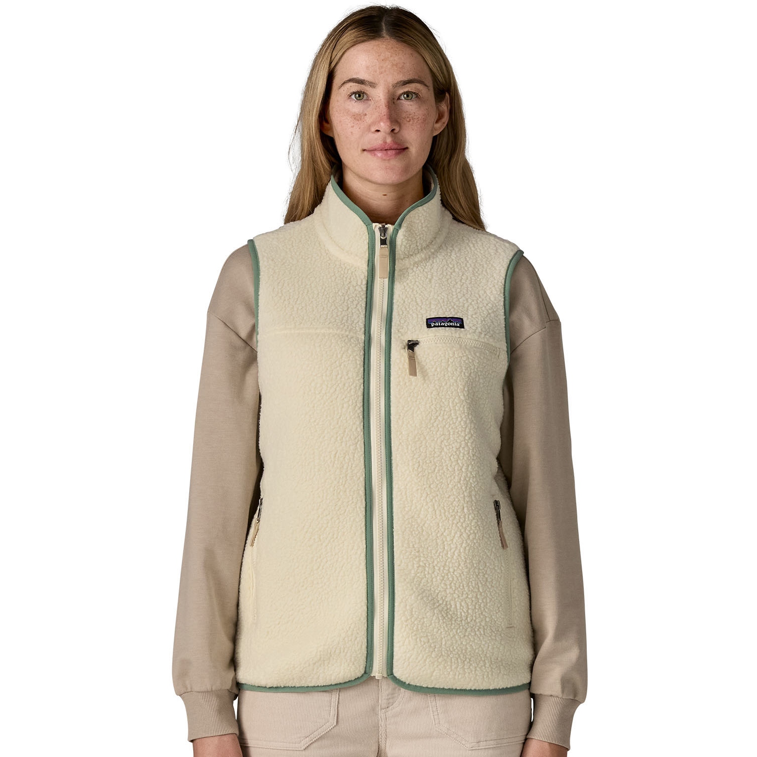 Patagonia Retro Pile Fleece Vest Women - Natural w/Ellwood Green