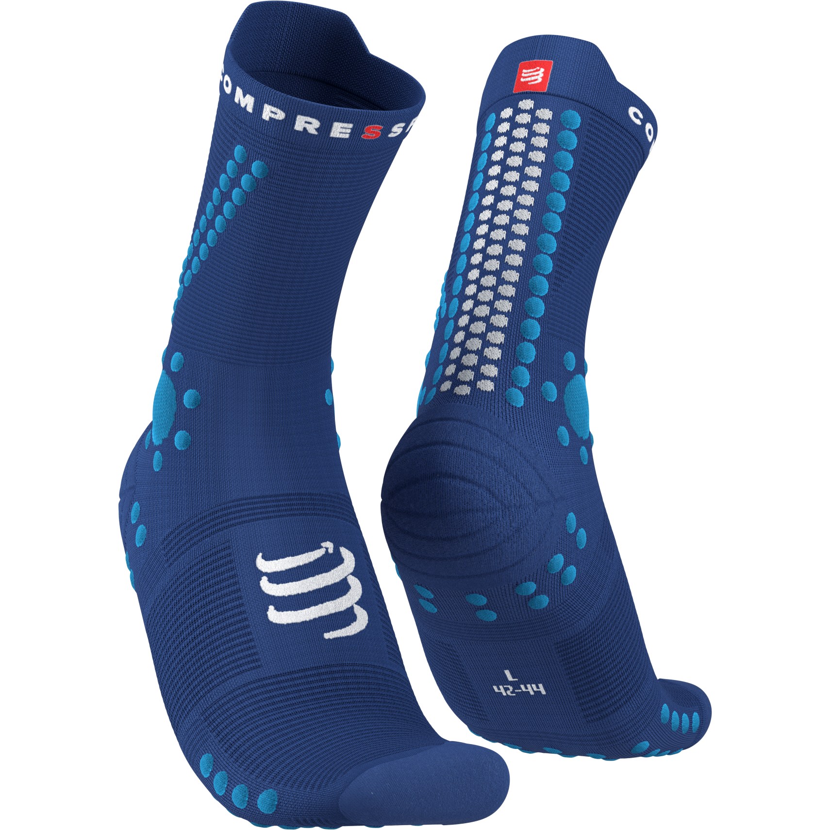 Picture of Compressport Pro Racing Compression Socks v4.0 Trail - sodalite/fluo blue