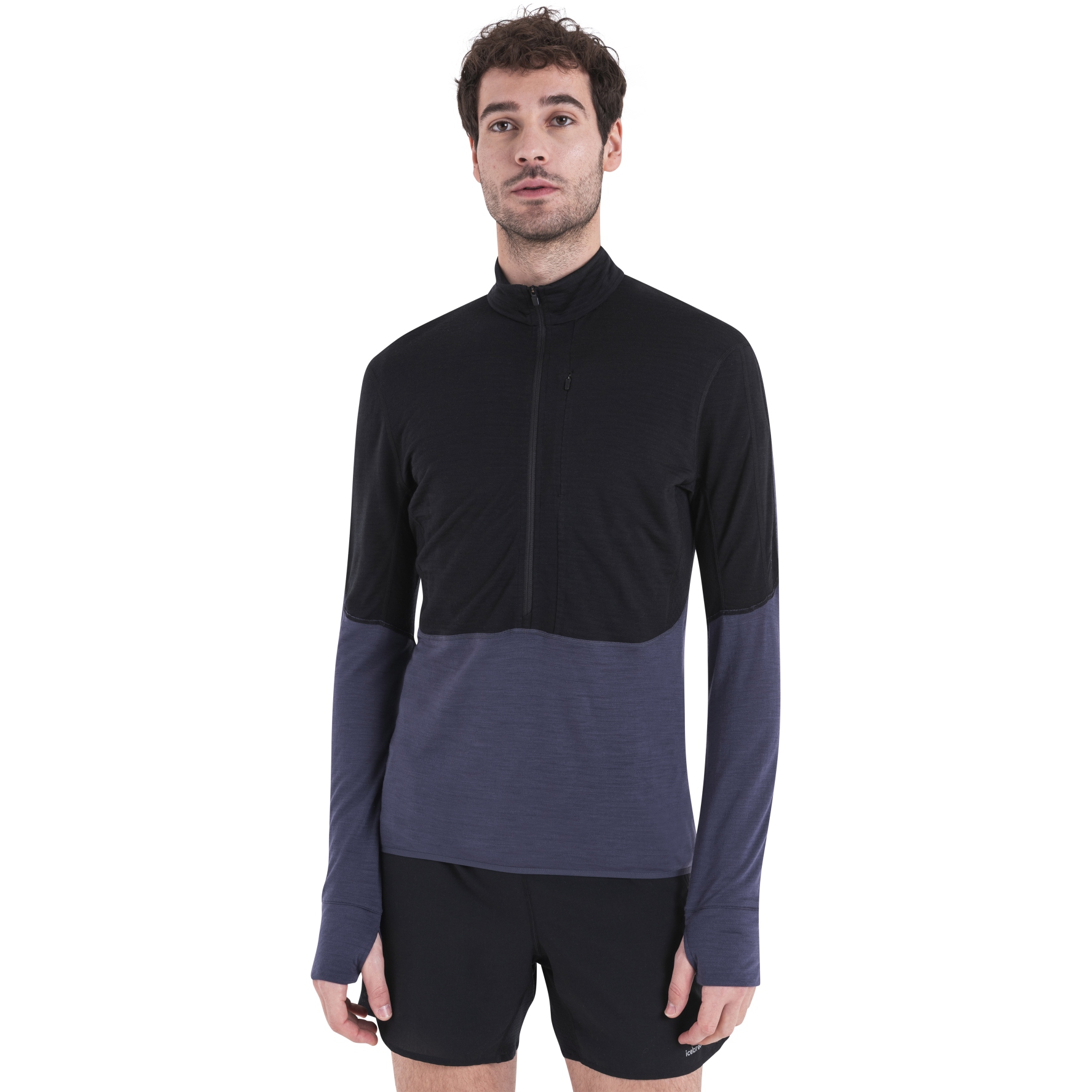Photo produit de Icebreaker Pullover Homme - Merino 200 Realfleece™ Descender Half Zip - Noir/Graphite