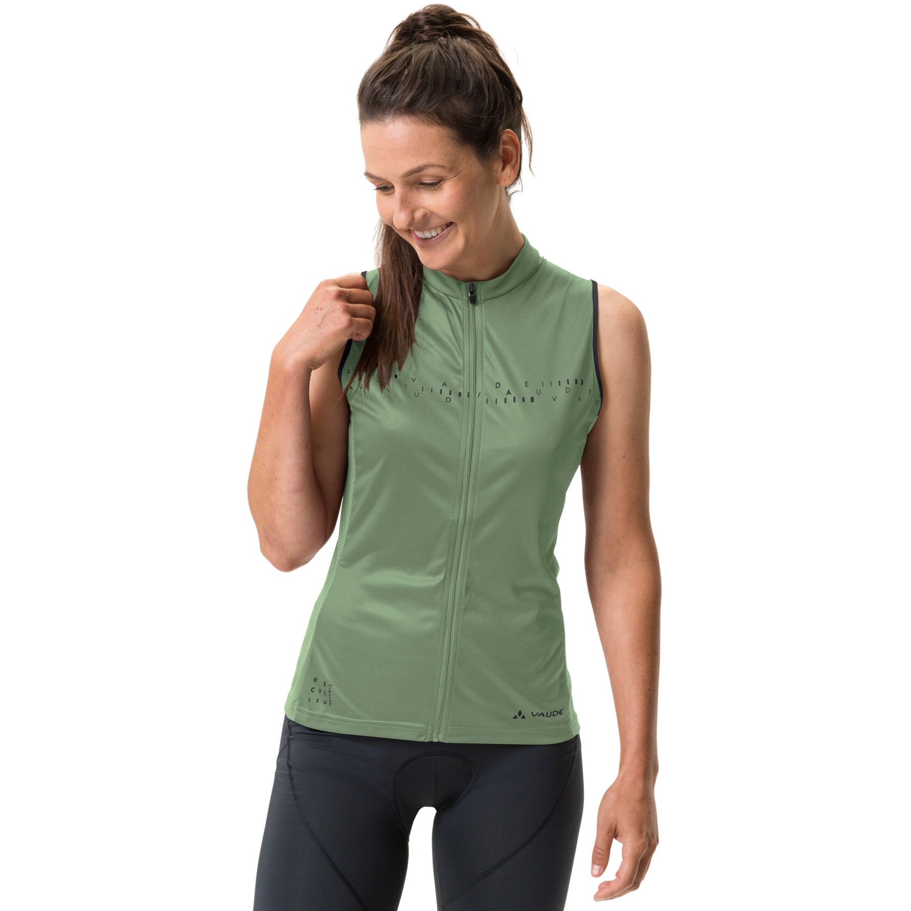 Productfoto van Vaude Posta Full Zip Shirt zonder Mouwen Dames - willow green