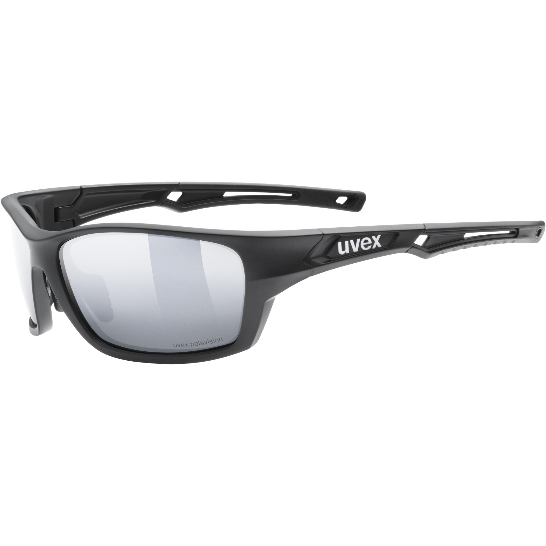 Image of Uvex sportstyle 232 P Glasses - black matt/polavision mirror silver