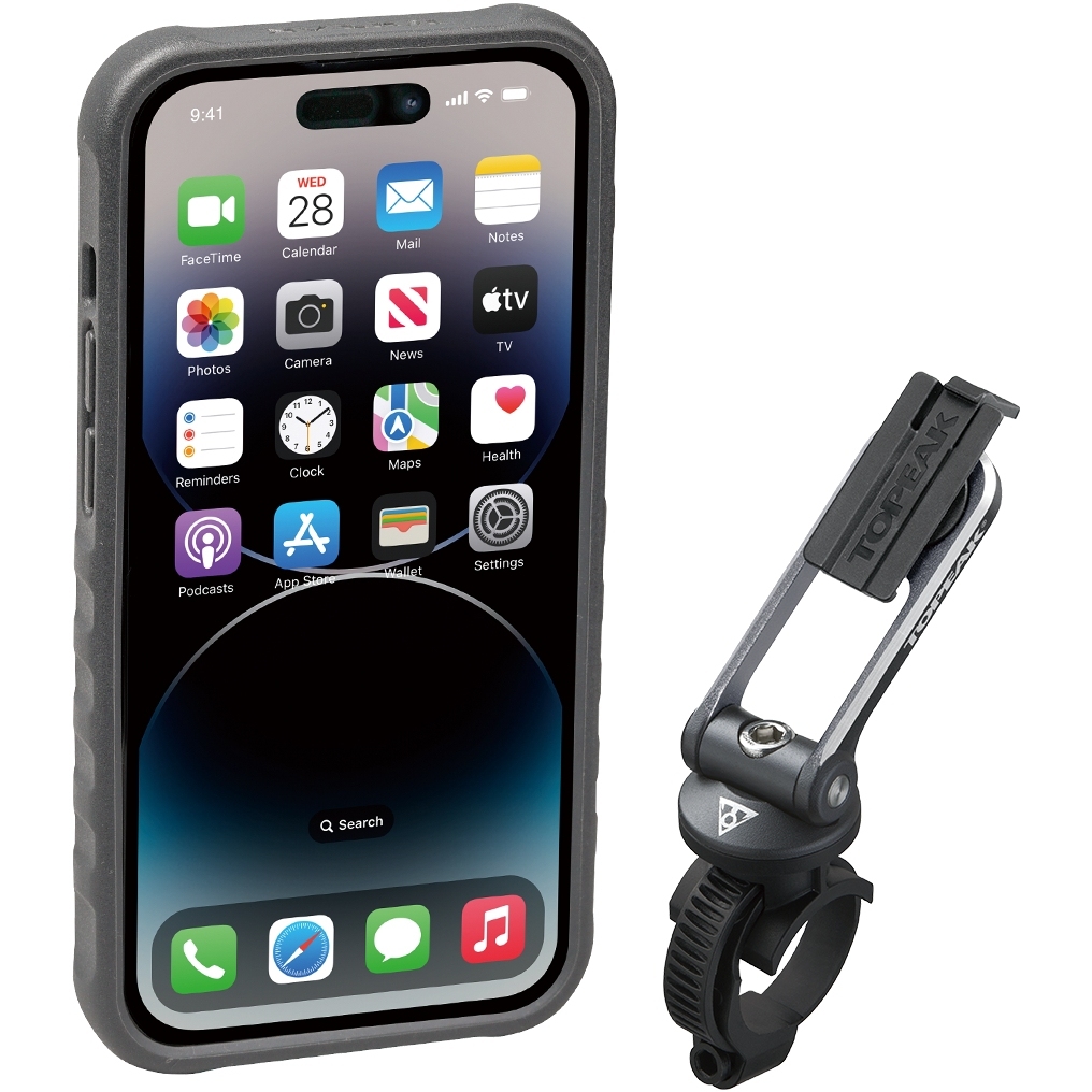 Produktbild von Topeak Ridecase für Apple iPhone 14 Pro Smartphone-Hülle mit Halterung - schwarz/grau