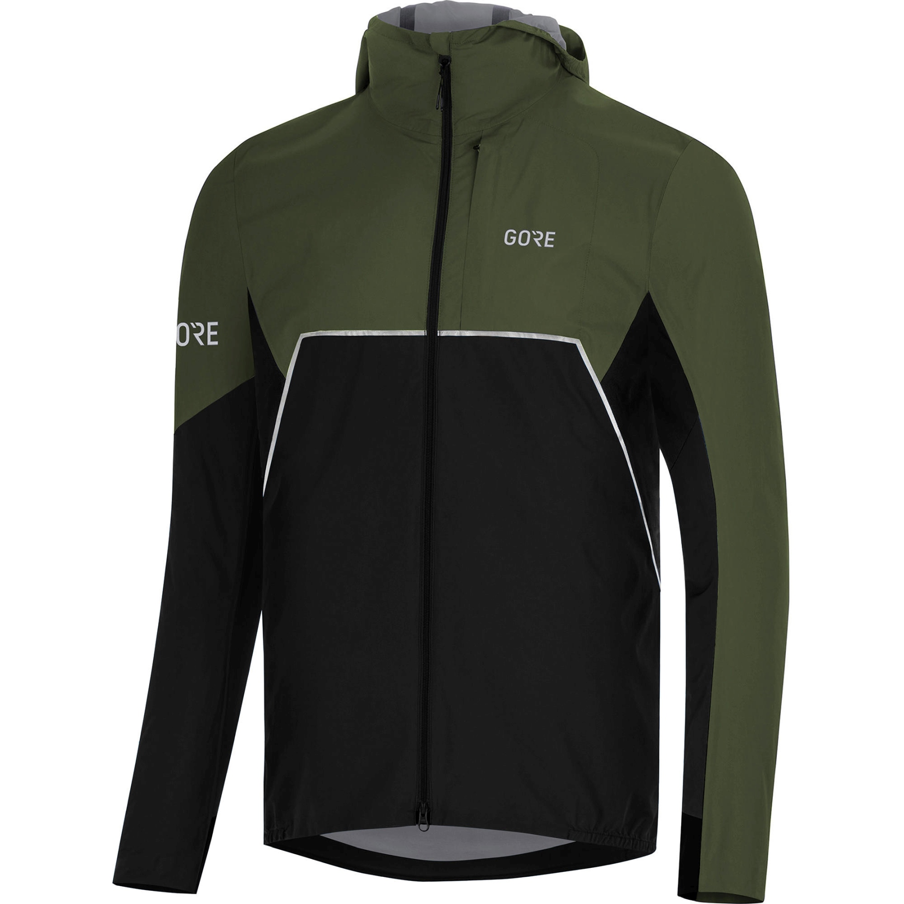 Picture of GOREWEAR R7 Partial GORE-TEX INFINIUM™ Hooded Jacket - black/utility green 99BH