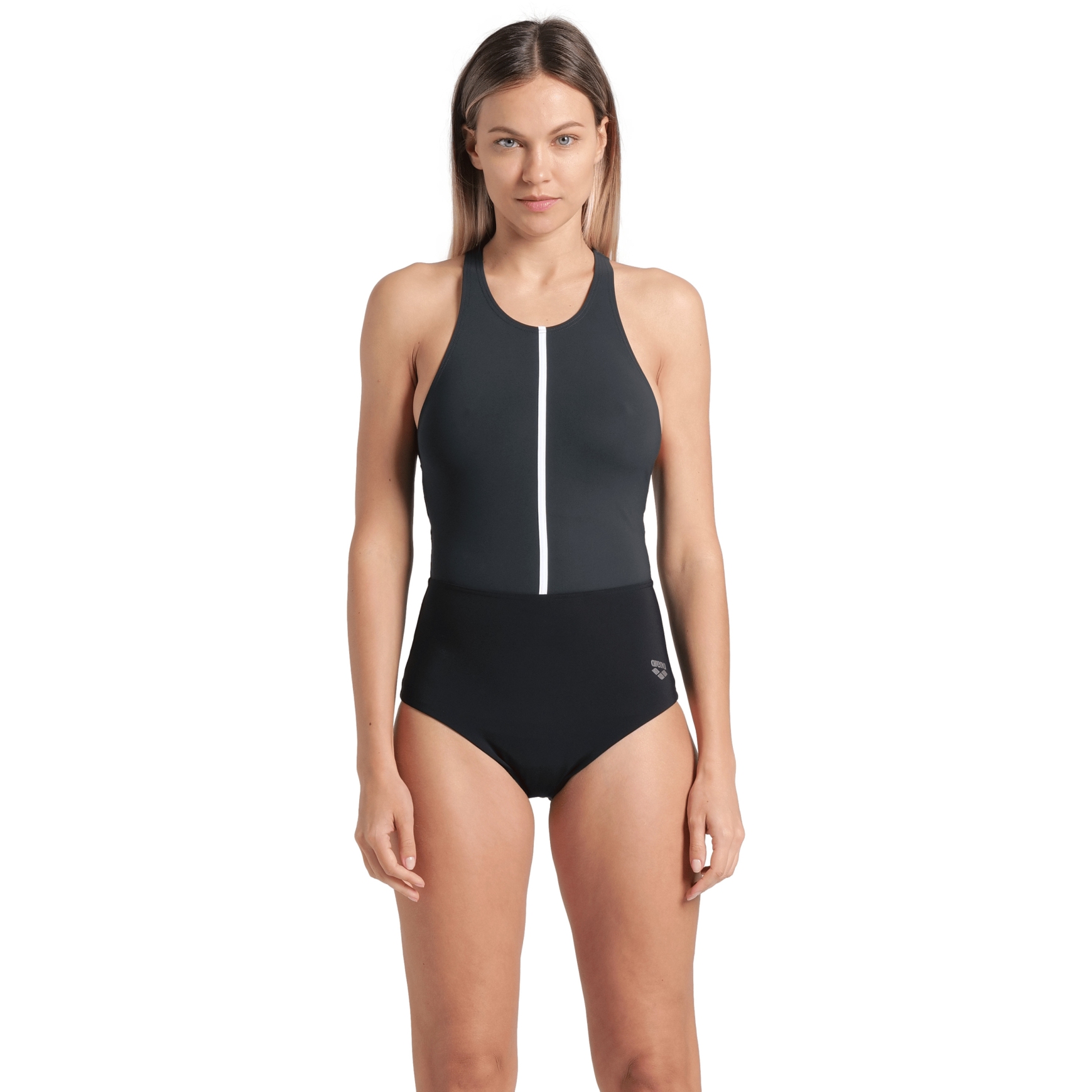 женский купальник Arena Shapewear Silvia B-Cup - Черный-Темно-серый-Белый