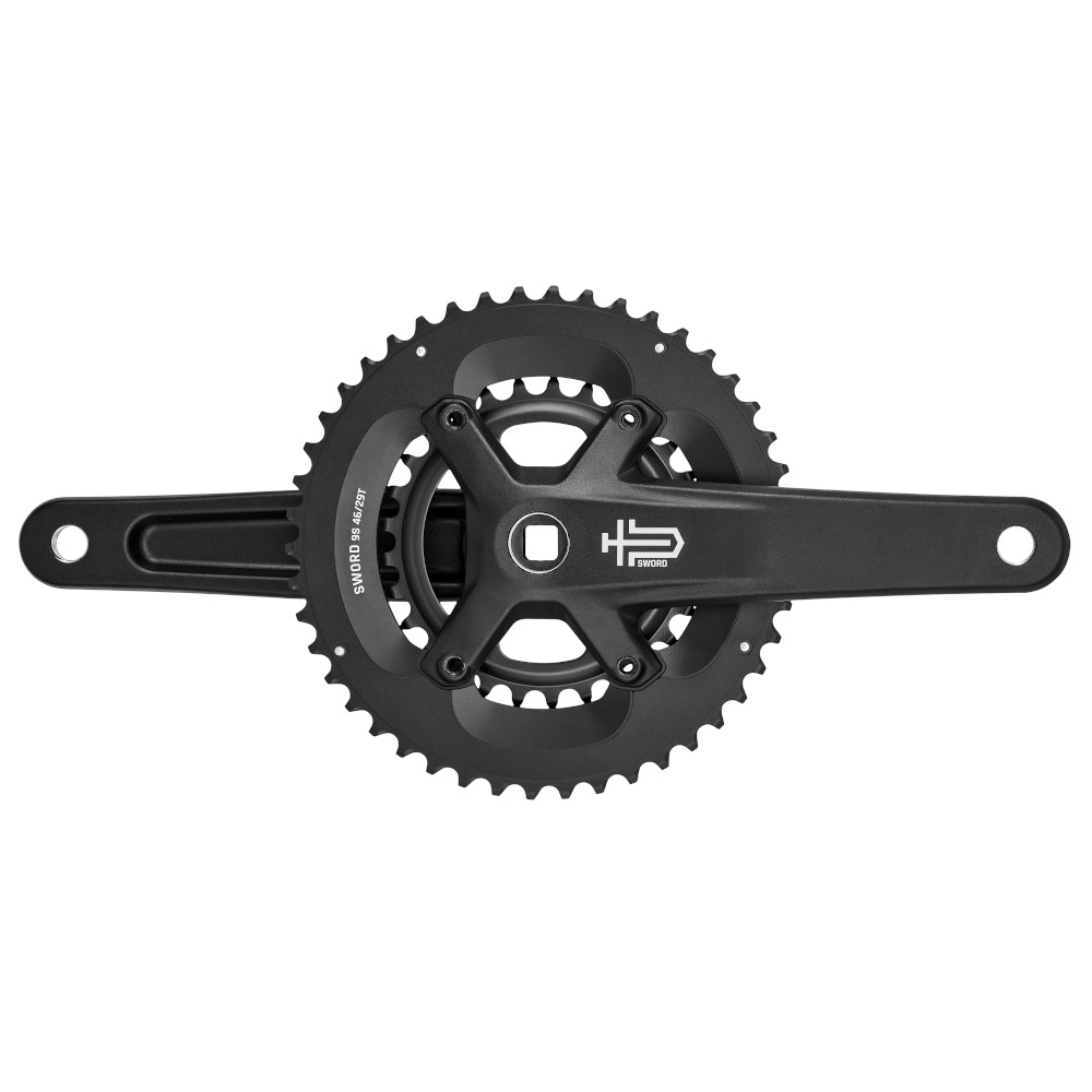 Produktbild von microSHIFT SWORD Black 2x9 Kurbelgarnitur - JIS 4-Kant - 46/29Z