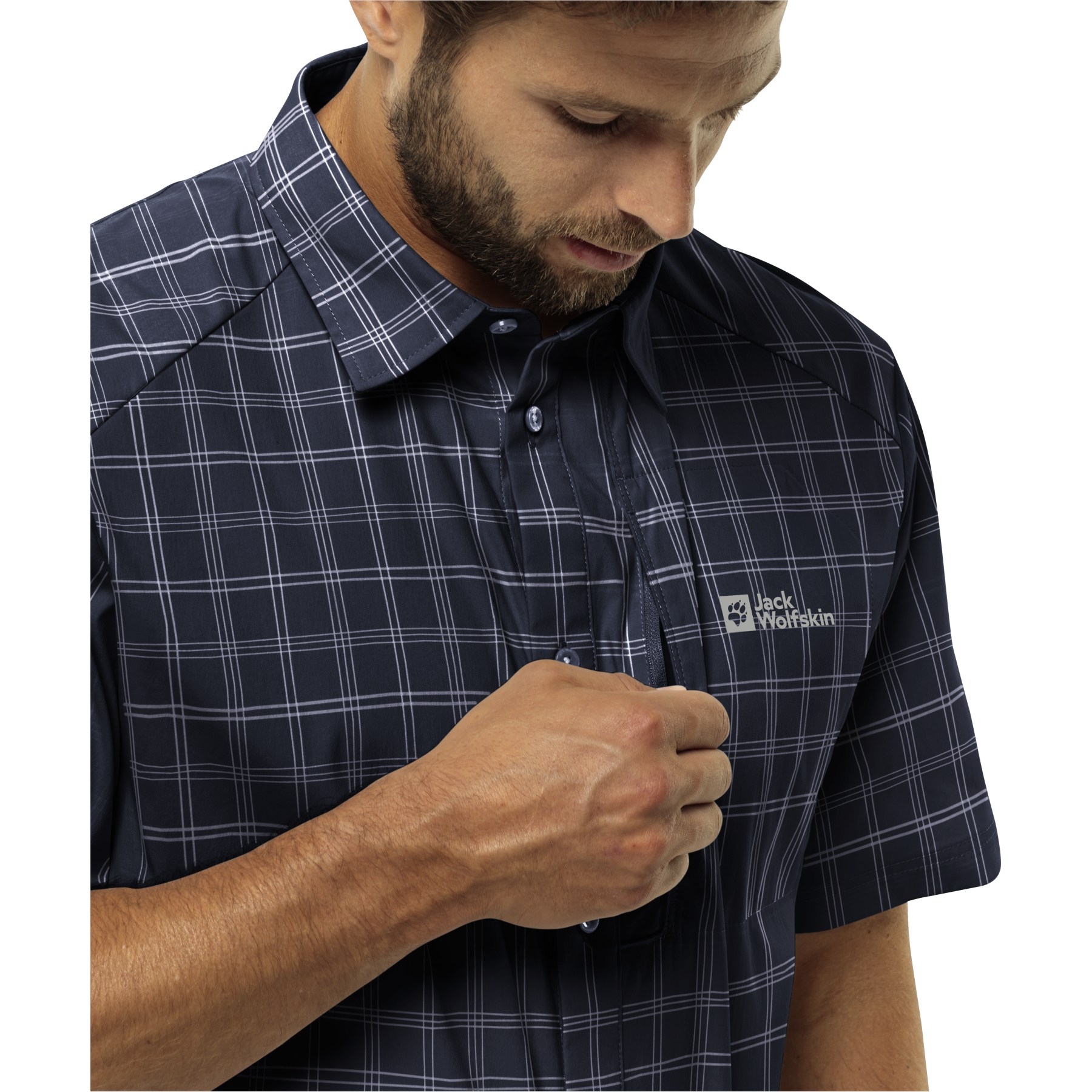 Jack Wolfskin Norbo Kurzarm Hemd Herren night blue checks BIKE24