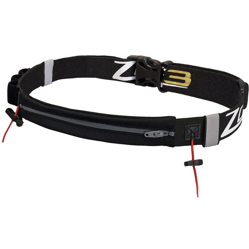 Produktbild von Zone3 Lycra fuel pouch Race Belt Startnummernband mit Lycra-Tasche - schwarz/weiß/gold