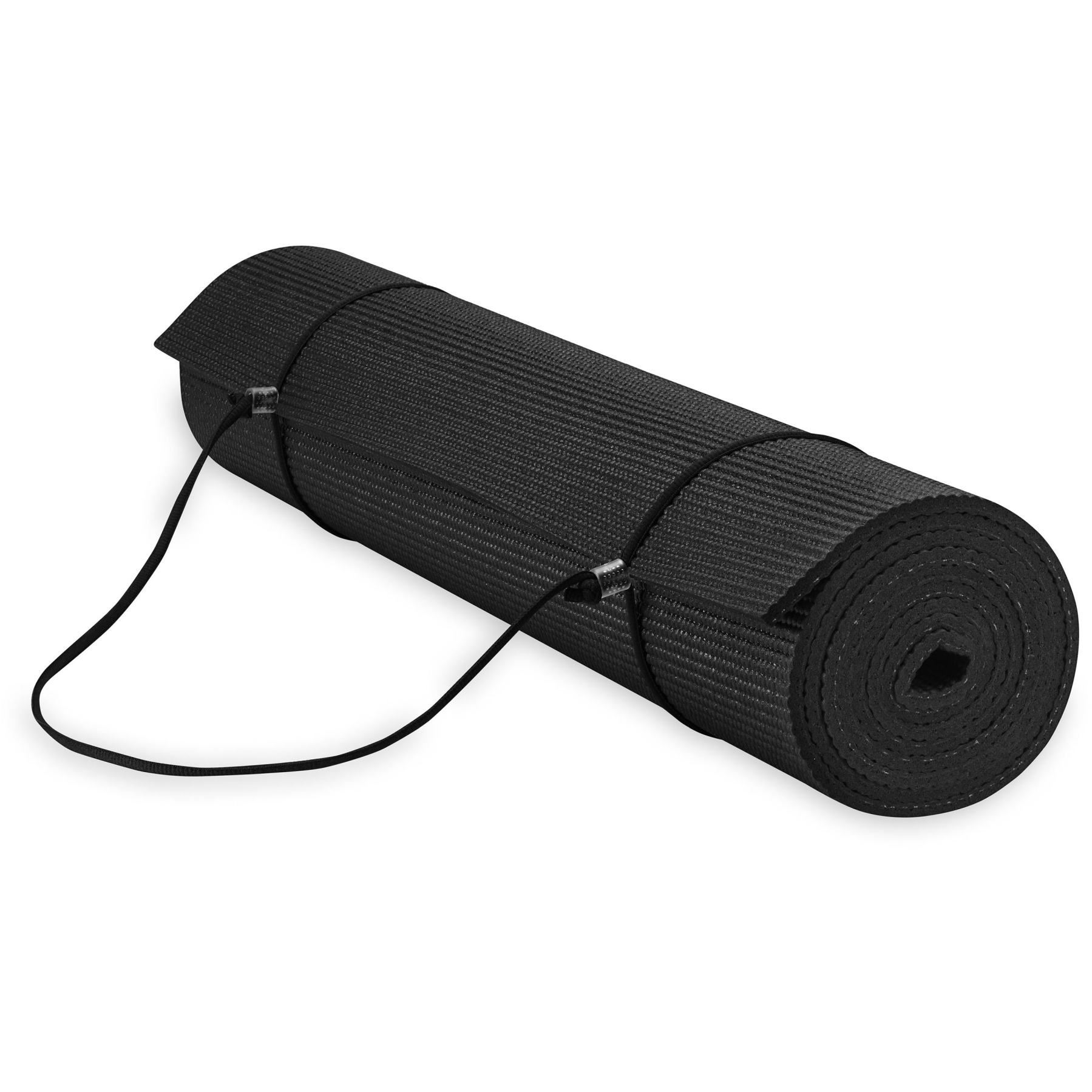 Gaiam Extra-Thick Yoga Fitness Mat and Exercise Mat with Non-Slip Texture  and Easy Carry Strap Black