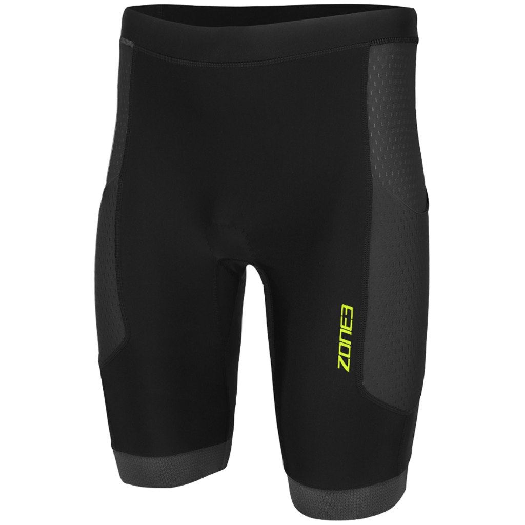 Productfoto van Zone3 Men&#039;s Aquaflo Plus Shorts - black/grey/neon green
