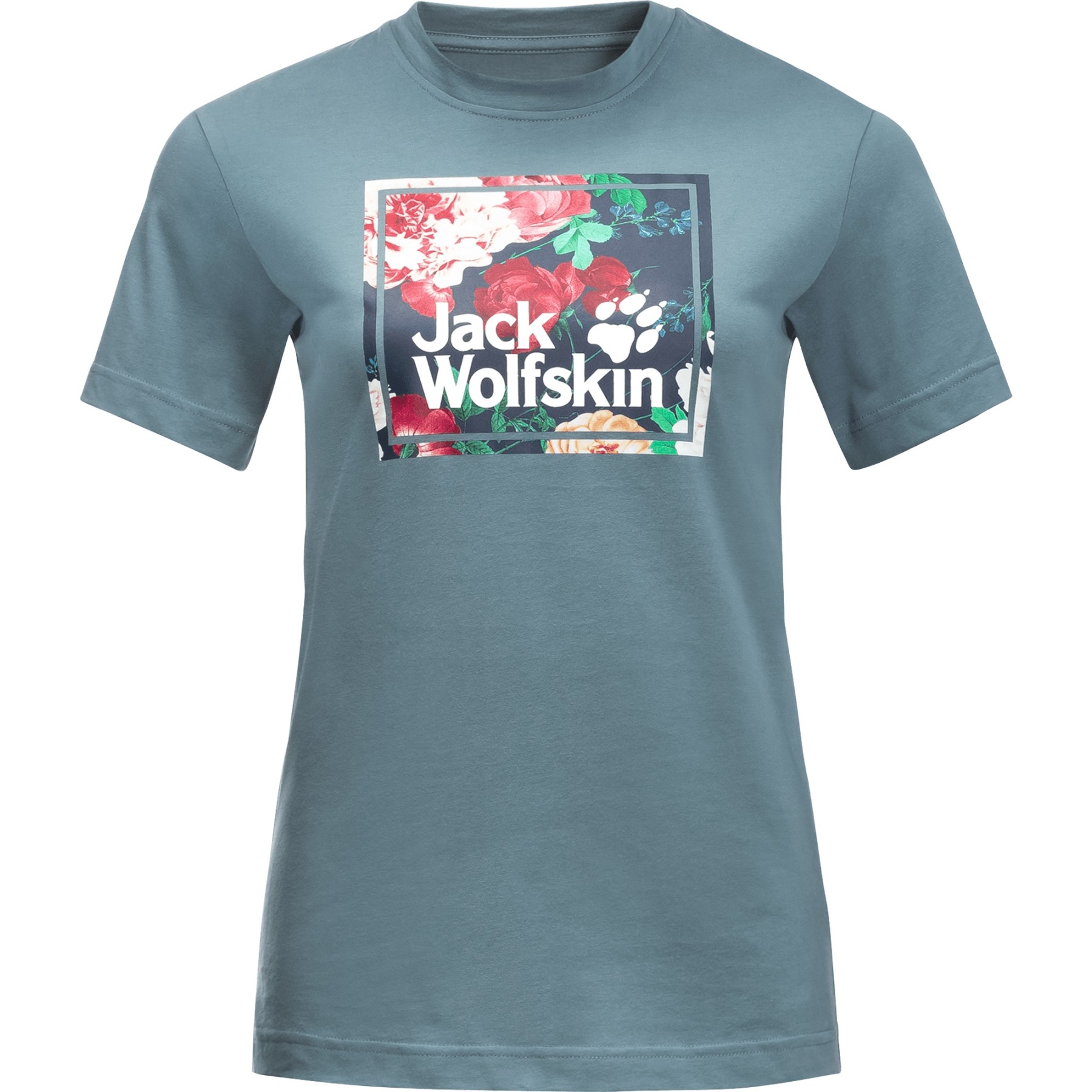 Image of Jack Wolfskin Flower Logo T-Shirt Women - teal grey