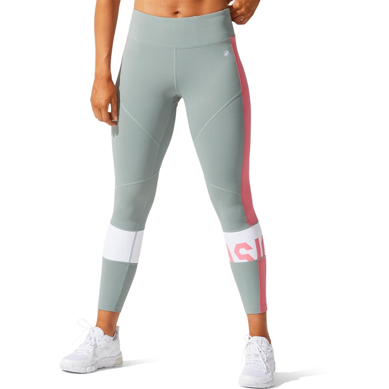 Image of asics Color Block Cropped Training Tights 2 Women - slate grey/peach petal