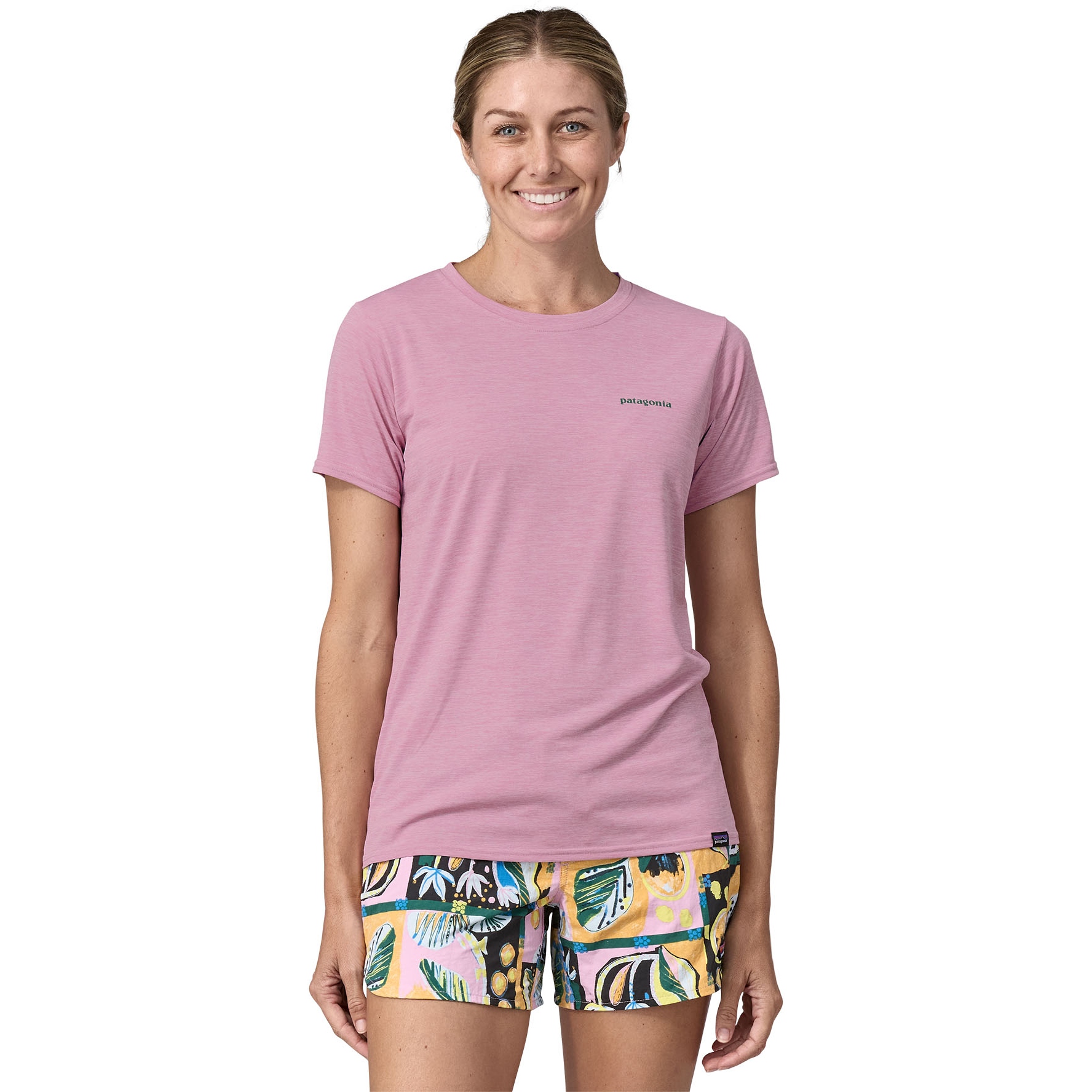Produktbild von Patagonia Capilene Cool Daily Graphic T-Shirt Damen - Waters - Boardshort Logo: Milkweed Mauve X-Dye