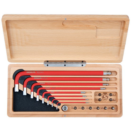 Productfoto van SILCA HX-1 L-Shaped Hex Wrench Kit 19 pcs. in Wooden Box
