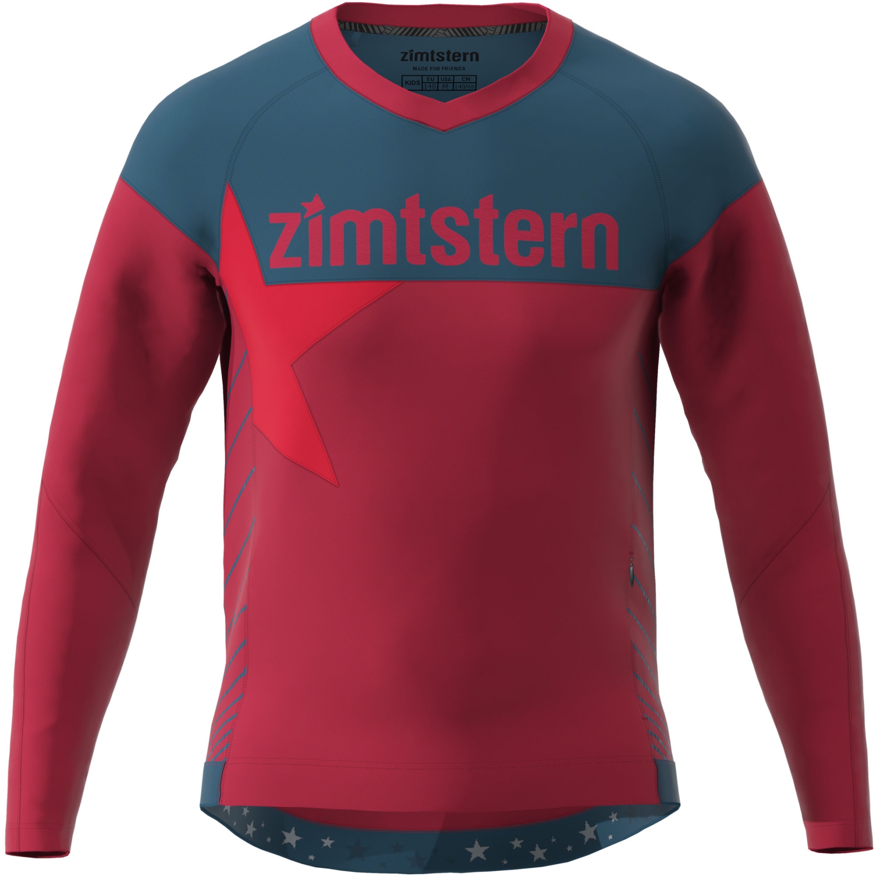 Image of Zimtstern Bulletz Kid's Long Sleeve MTB-Shirt - Jester Red/French Navy