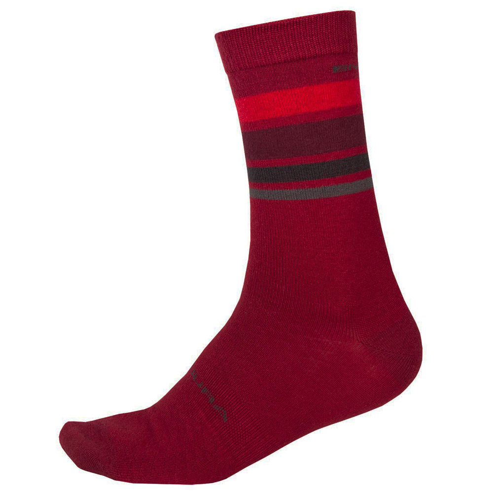 Image of Endura BaaBaa Merino Stripe Socks Medium - rust red
