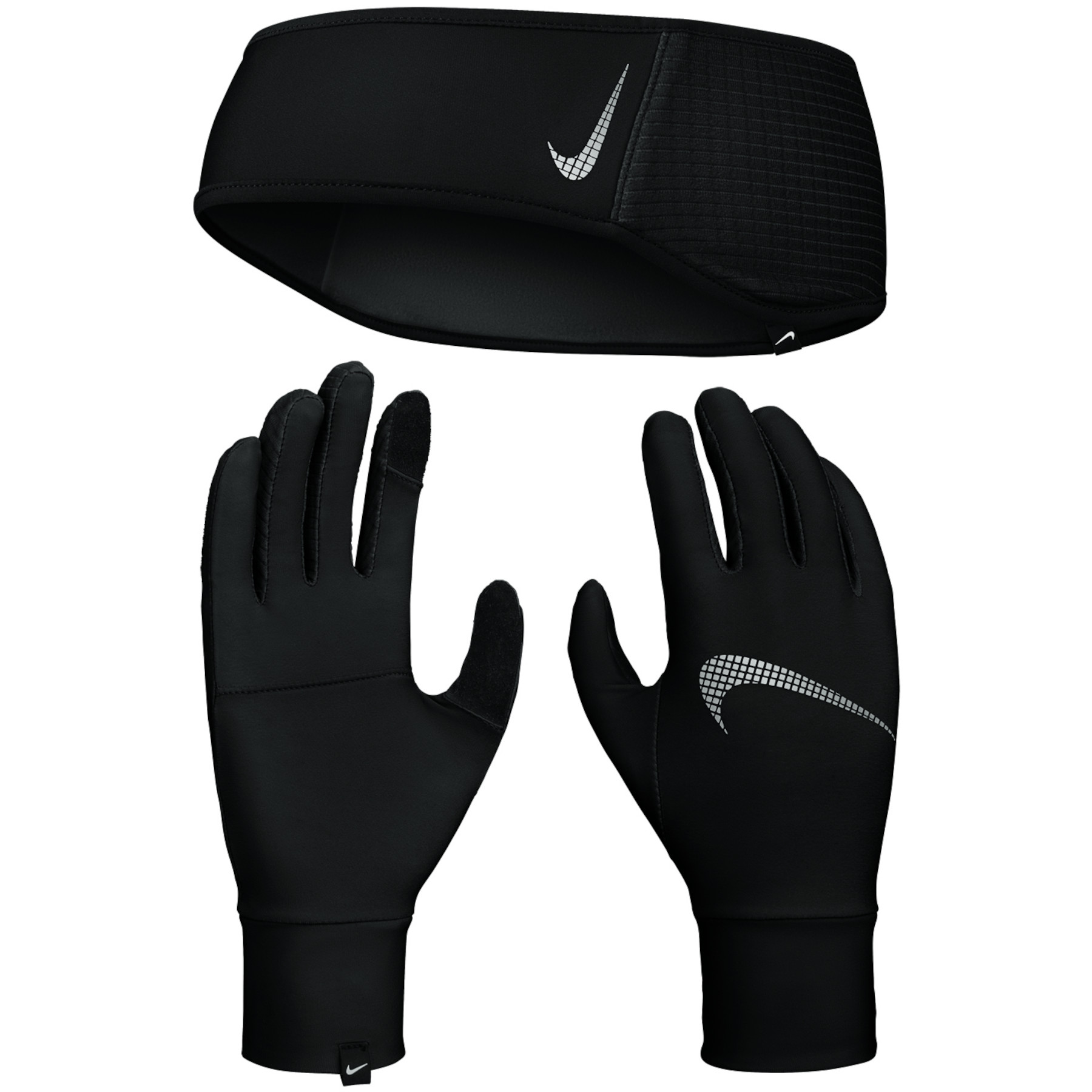 Picture of Nike Essential Women&#039;s Running Headband/Glove Set - black/black/silver 082