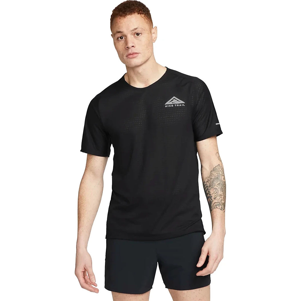 Picture of Nike Dri-FIT Men&#039;s Short-Sleeve Trail Running Top - black/white DV9305-010