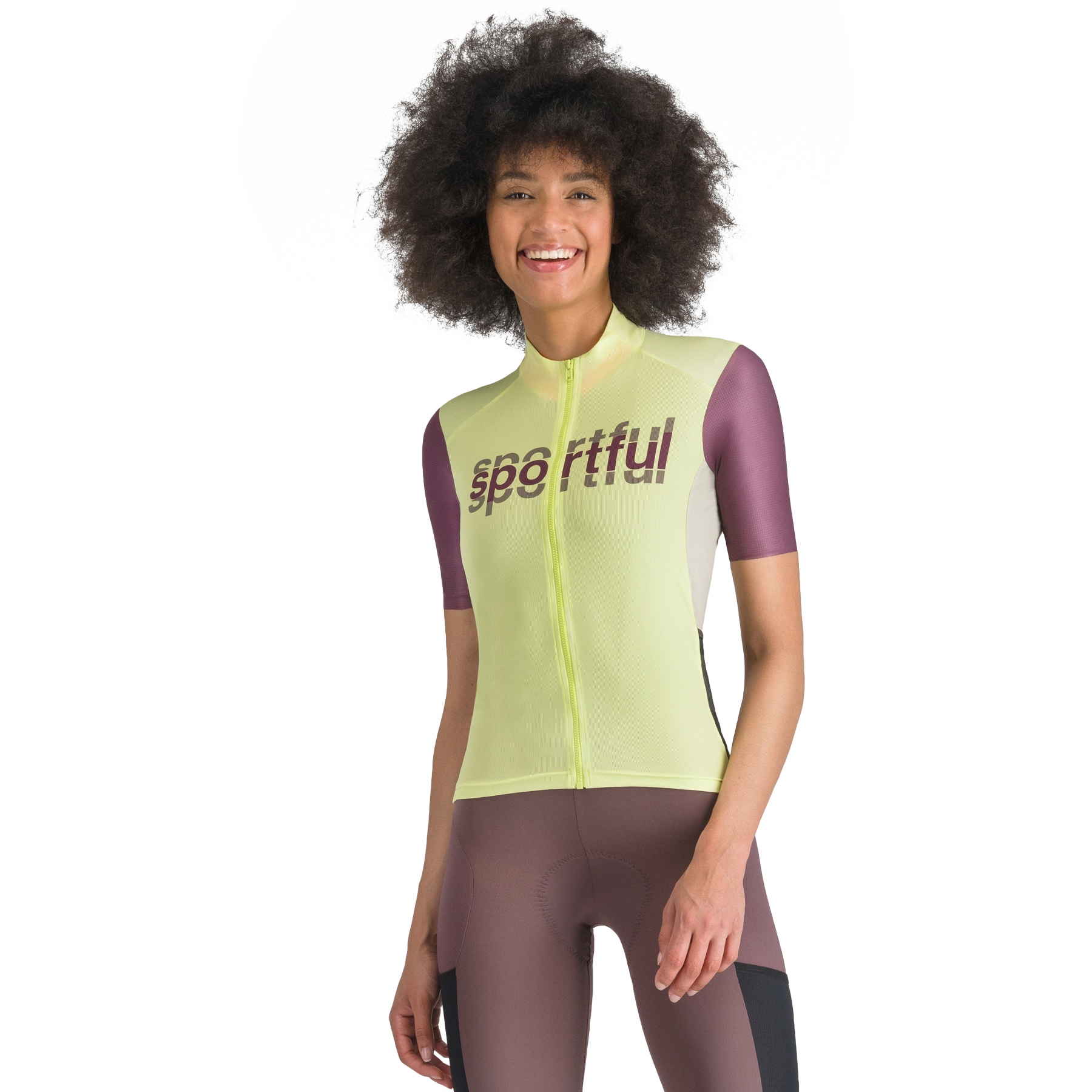 Bild von Sportful Supergiara Logo Radtrikot Damen - 3500 Shadow Lime/Bordeaux