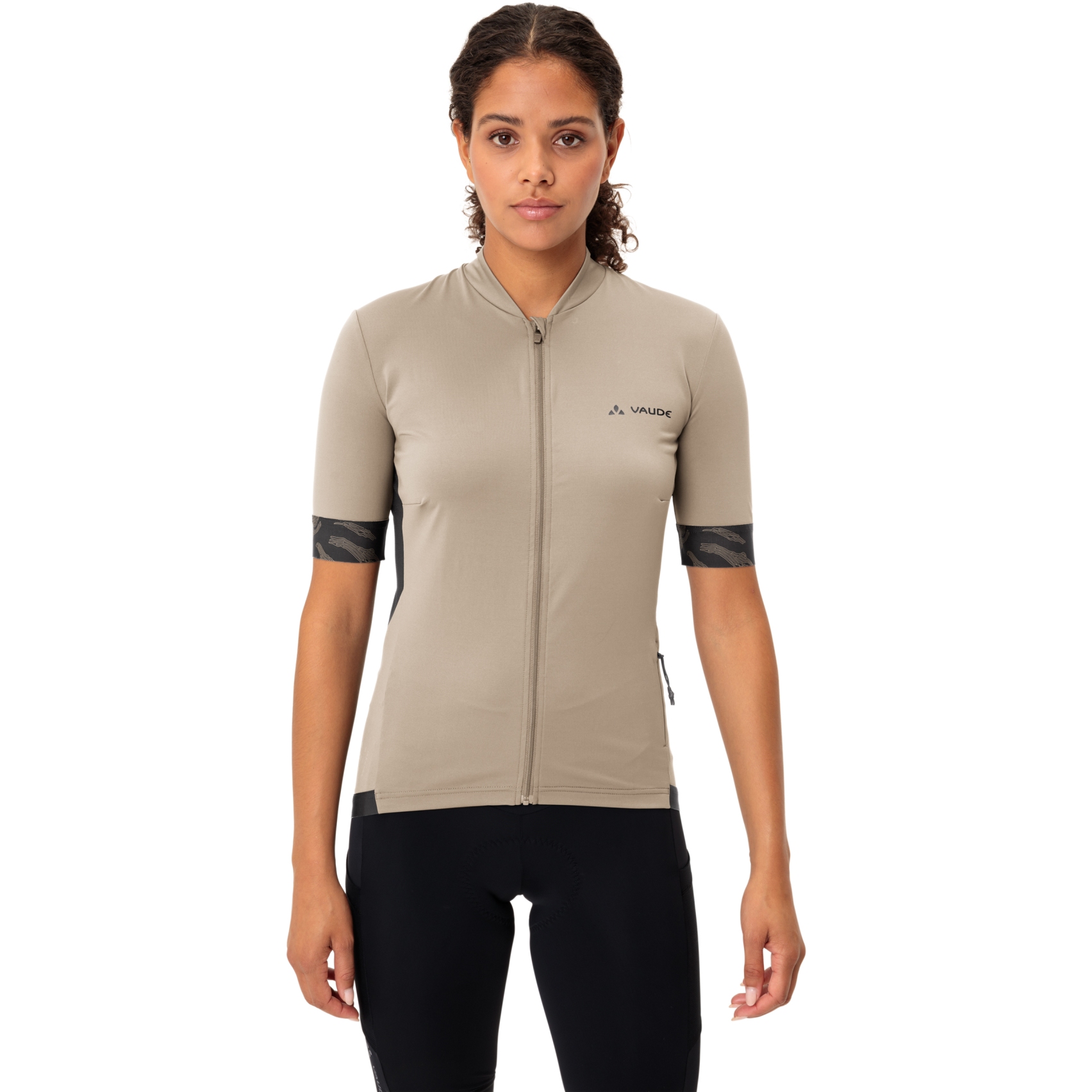 Productfoto van Vaude Kuro II Full Zip Fietsshirt met Korte Mouwen Dames - linen
