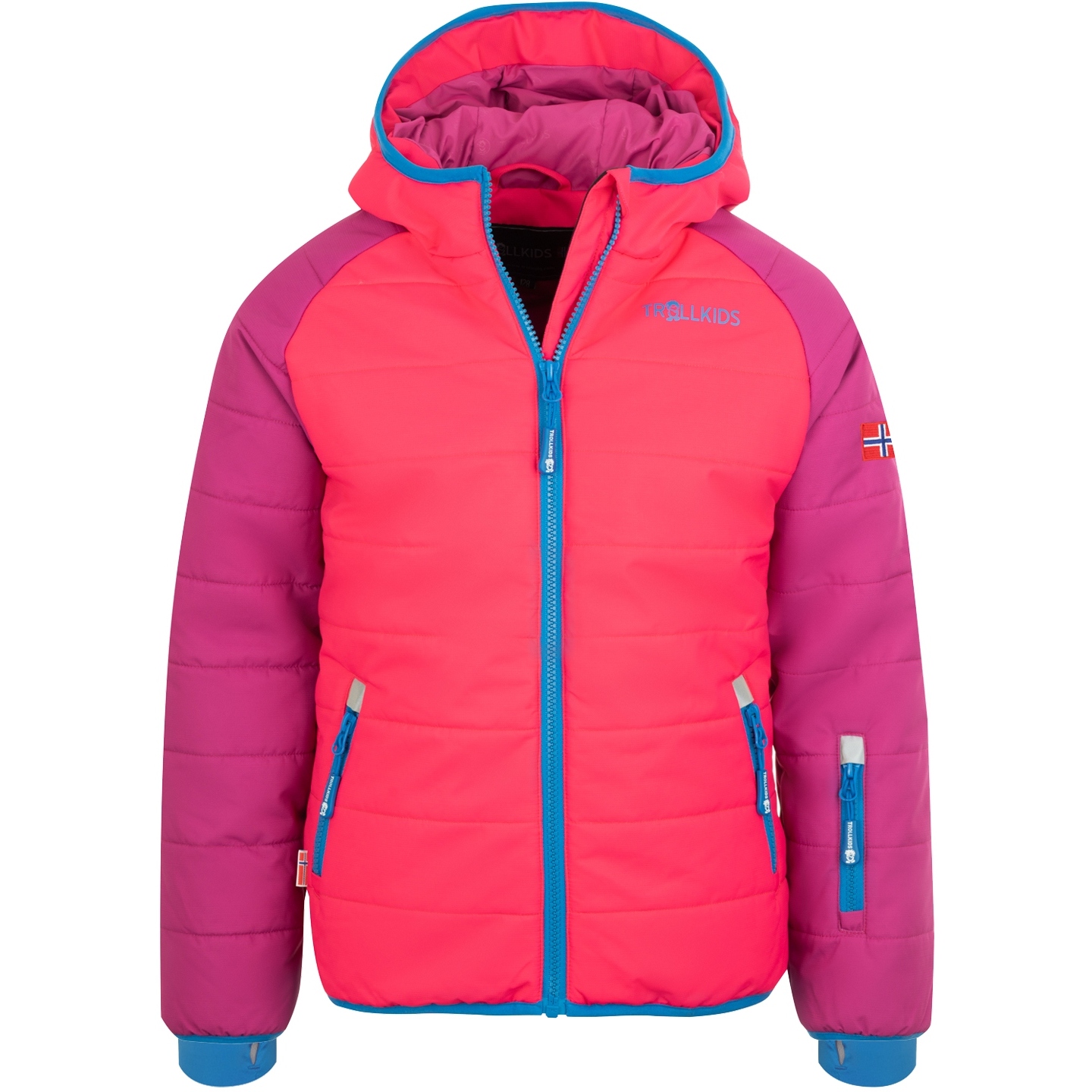 Image of Trollkids Hafjell PRO Snow Jacket Kids - Dark Pink/Light Pink/Blue
