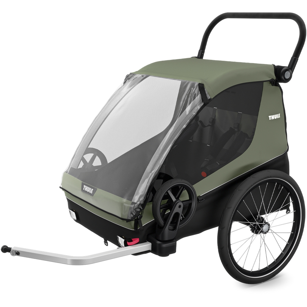 Велоприцеп Thule Courier 3-в-1 для 2 детей, трансформируемый, зеленый