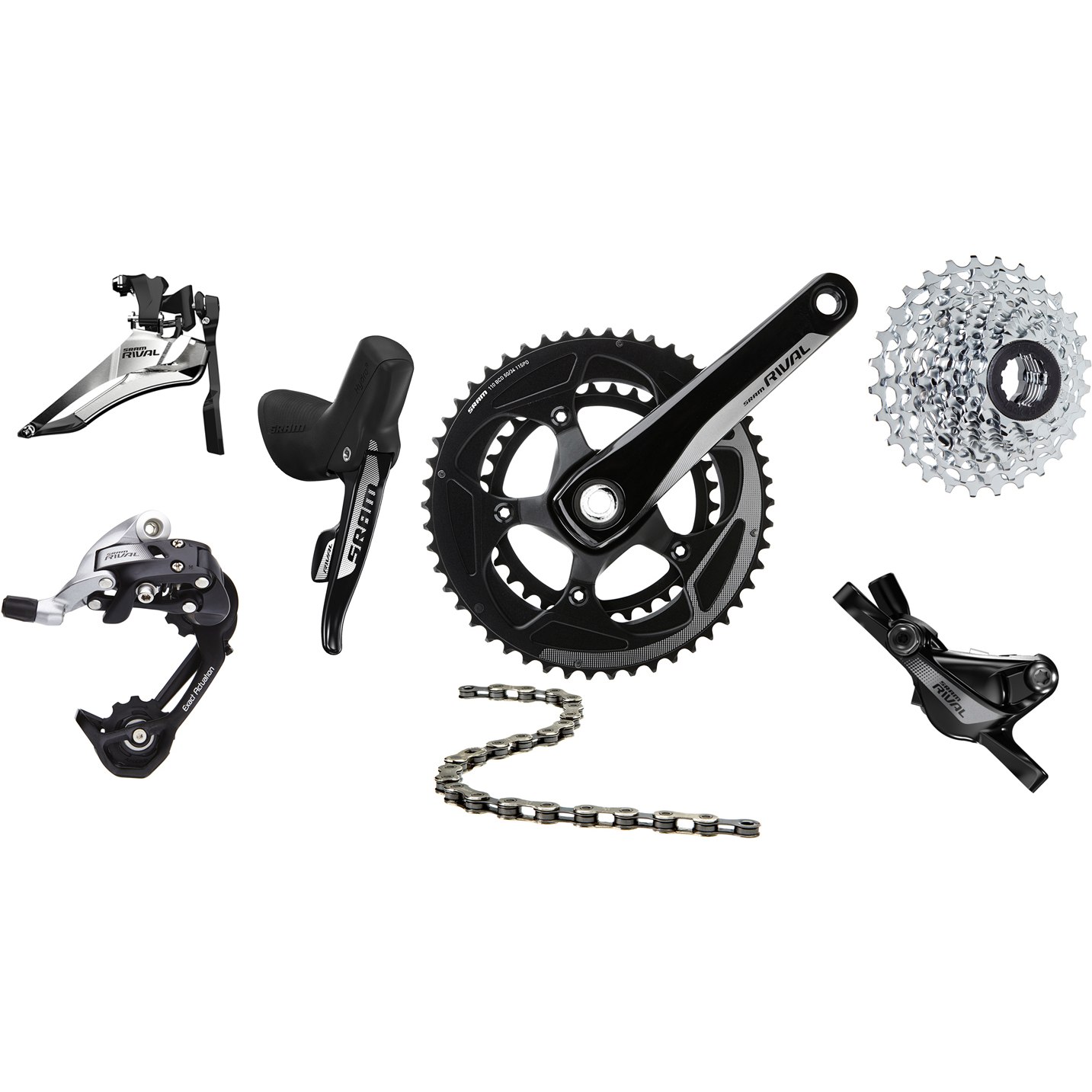 Image of SRAM Rival 22 Groupset 2x11 compact - GXP - with hydraulic Disc Brakes