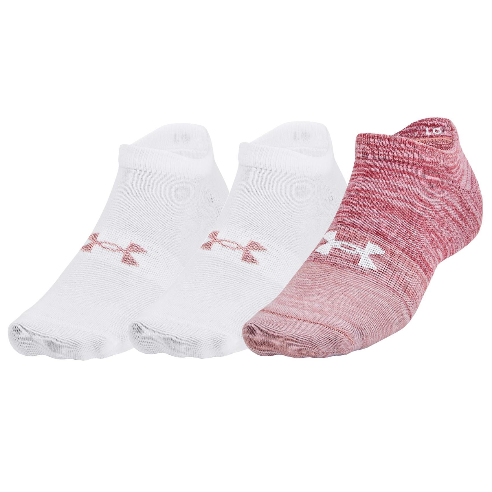 Picture of Under Armour UA Essentials 3-Pack No Show Socks - Pink Elixir/White/White