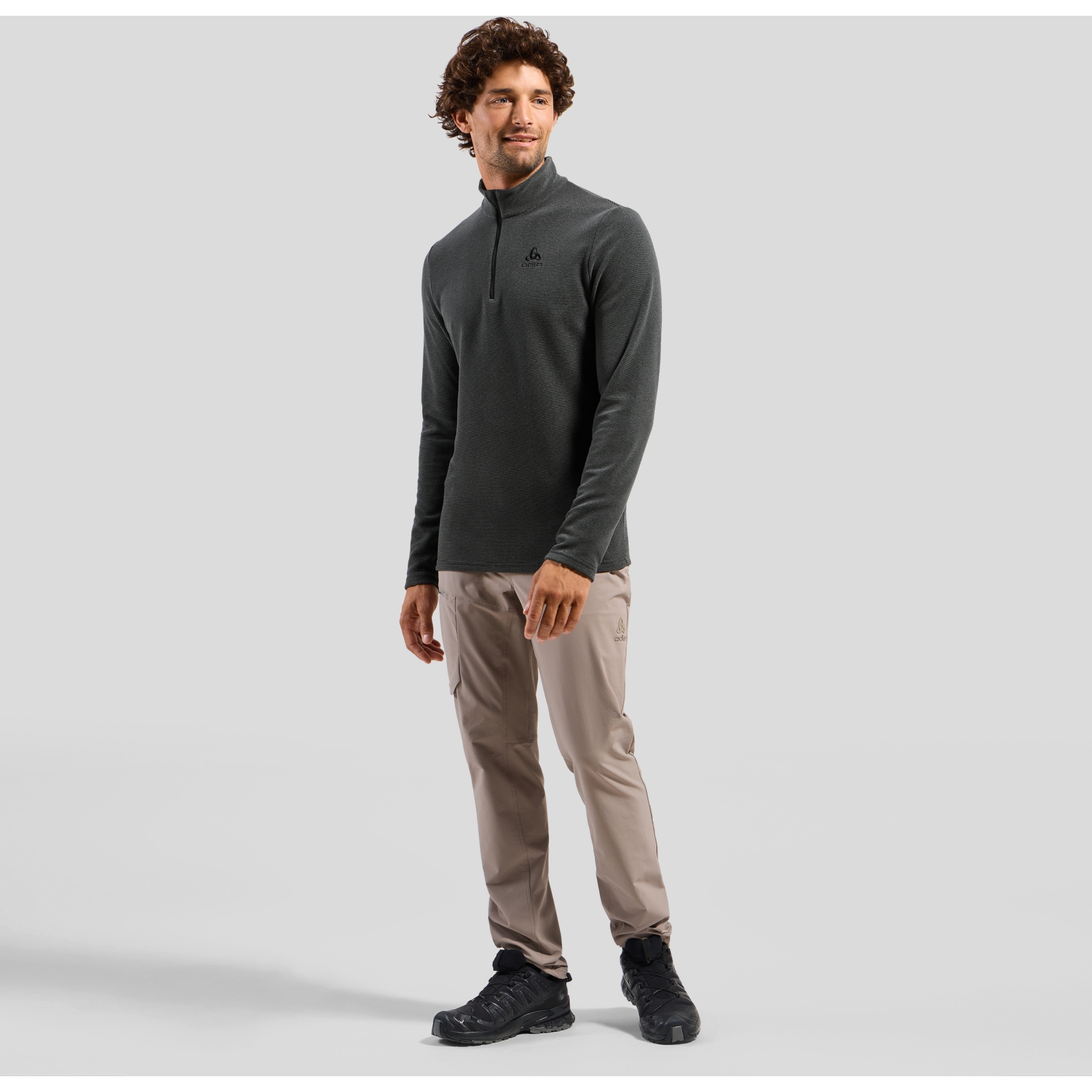 Odlo Roy 1/2 Zip Mid Layer Pulover Men - shale grey - black
