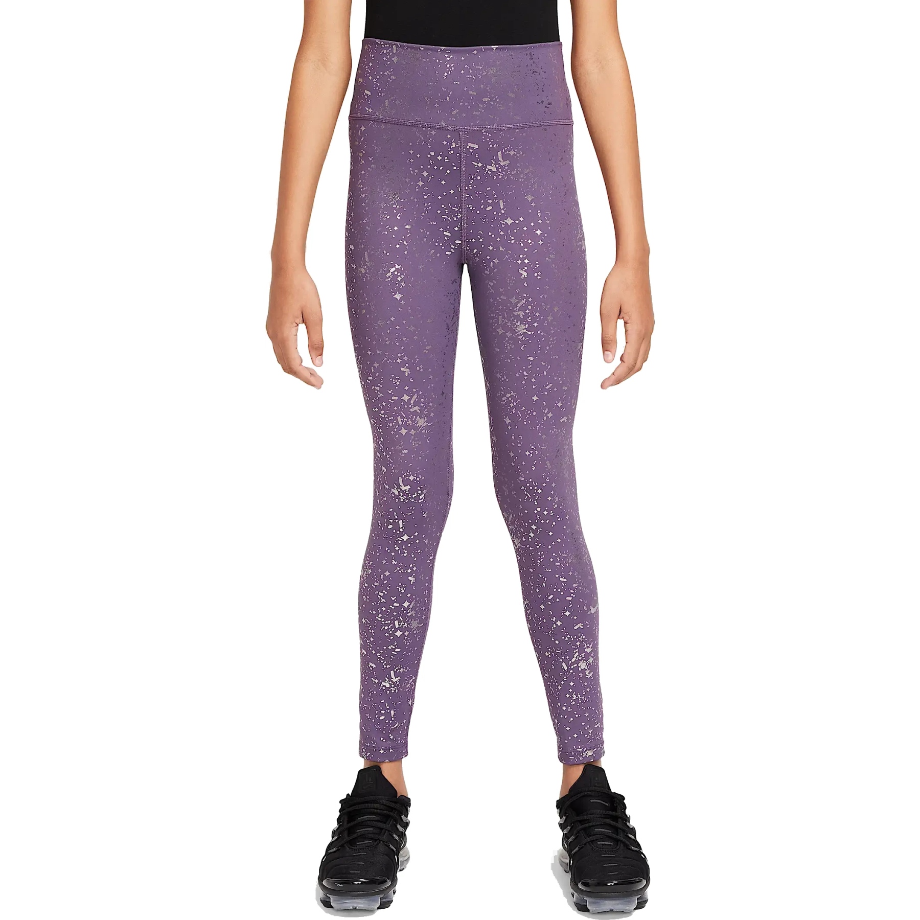 Productfoto van Nike One Dri-Fit High-Waisted Leggings Kinderen - dark raisin/metallic silver HF4410-573