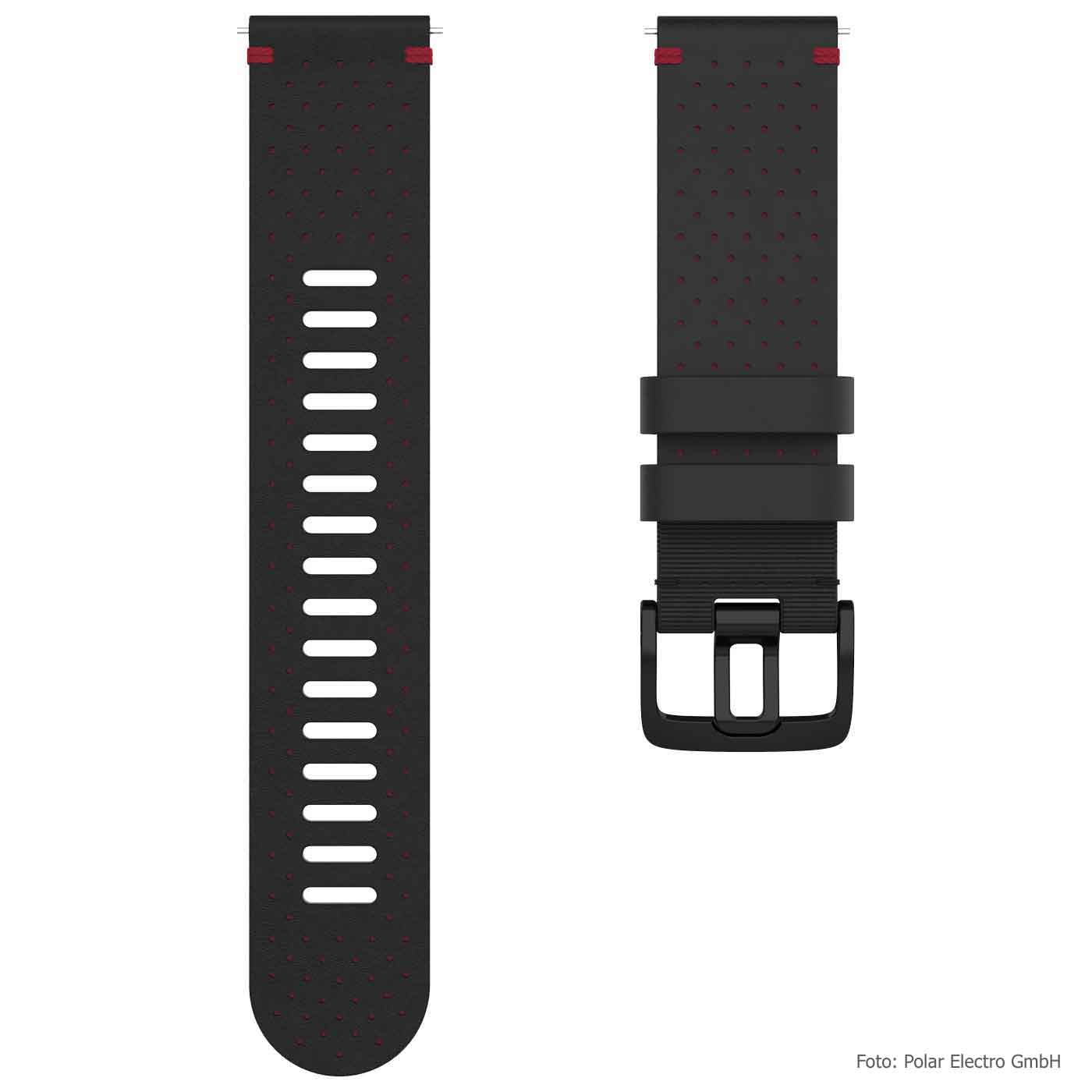 Bild von Polar Perforiertes Lederarmband 22 mm - schwarz-rot