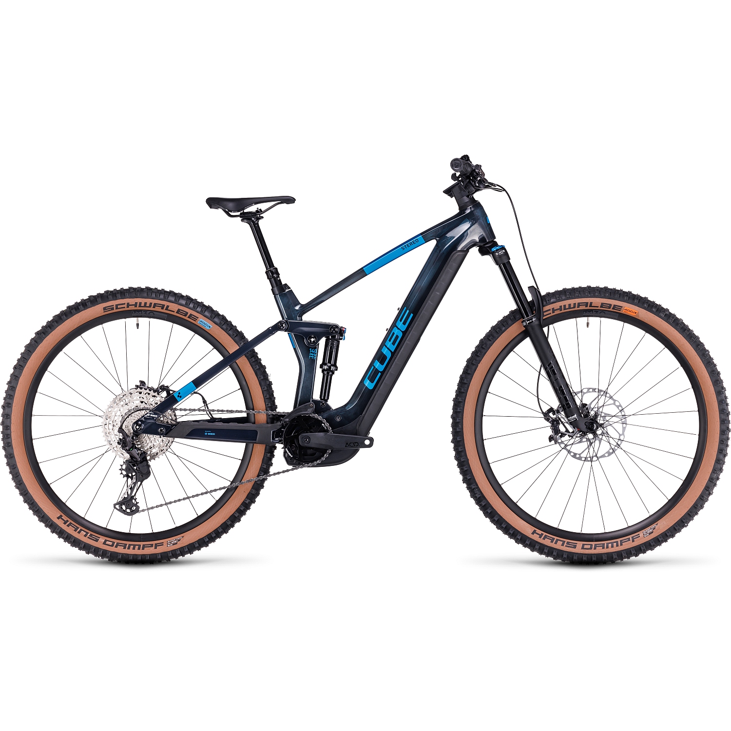 Productfoto van CUBE STEREO HYBRID 140 HPC SLX 750 - Carbon E-Mountainbike - 2024 - 29&quot; - liquidblue / blue