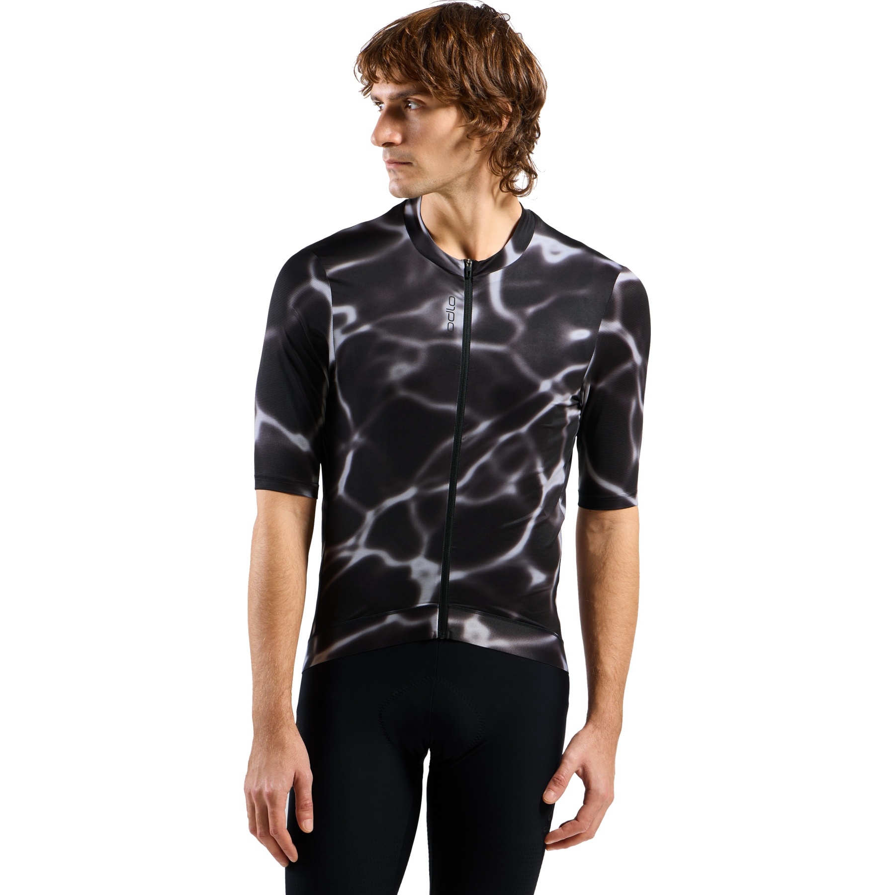 Immagine prodotto da Odlo Maglia da Ciclismo a Zip Intera Uomo - Zeroweight Pro Chill-Tec con Stampa - nero