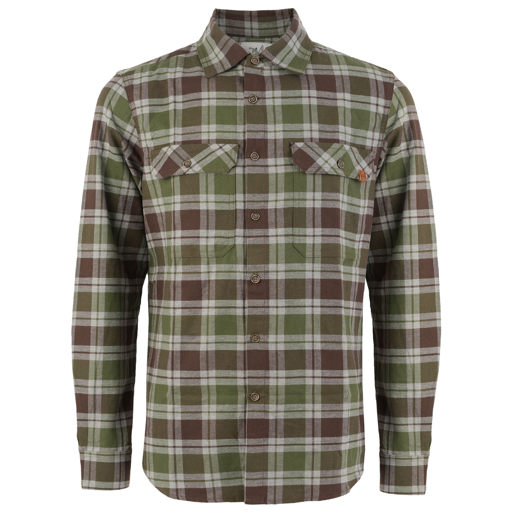 Мужская рубашка с длинным рукавом E9 Peppino - Коричнево-зеленый