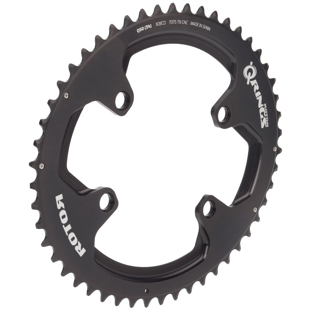 Rotor Q-Rings ALDHU 3D+ Outer Road Chainring - BCD 110x4 - oval - black