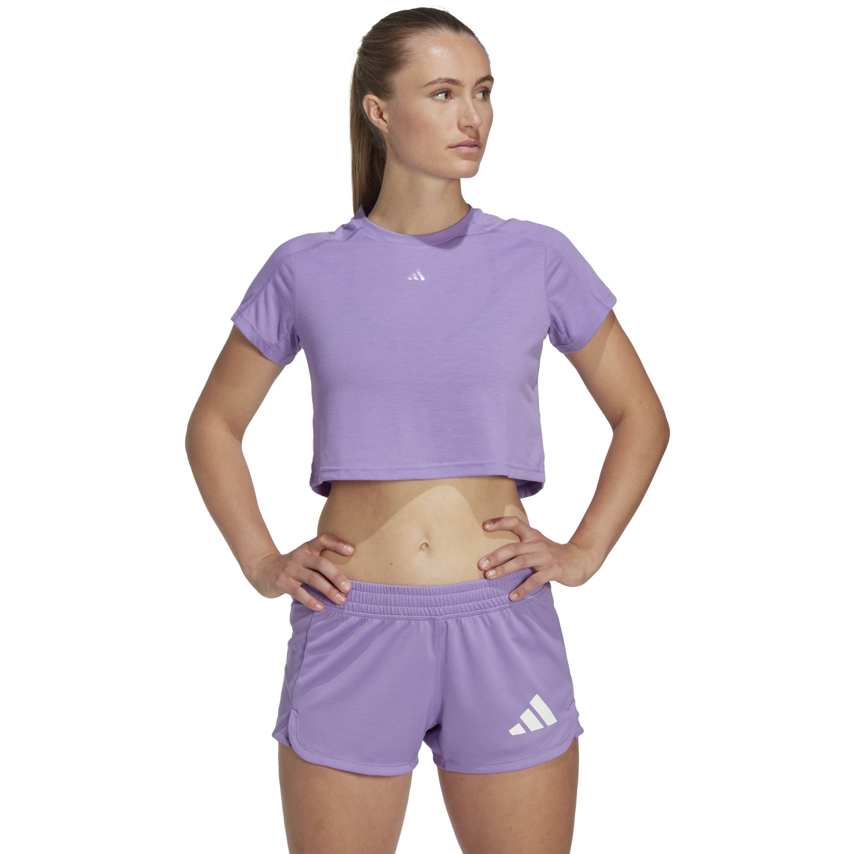 Produktbild von adidas Women&#039;s AEROREADY Train Essentials Crop T-Shirt - violet fuse HR7790