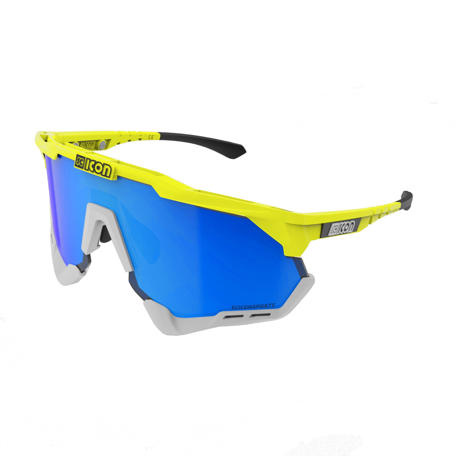 Produktbild von Scicon Aeroshade XL Brille - Yellow Fluo / Multimirror Blue + Clear