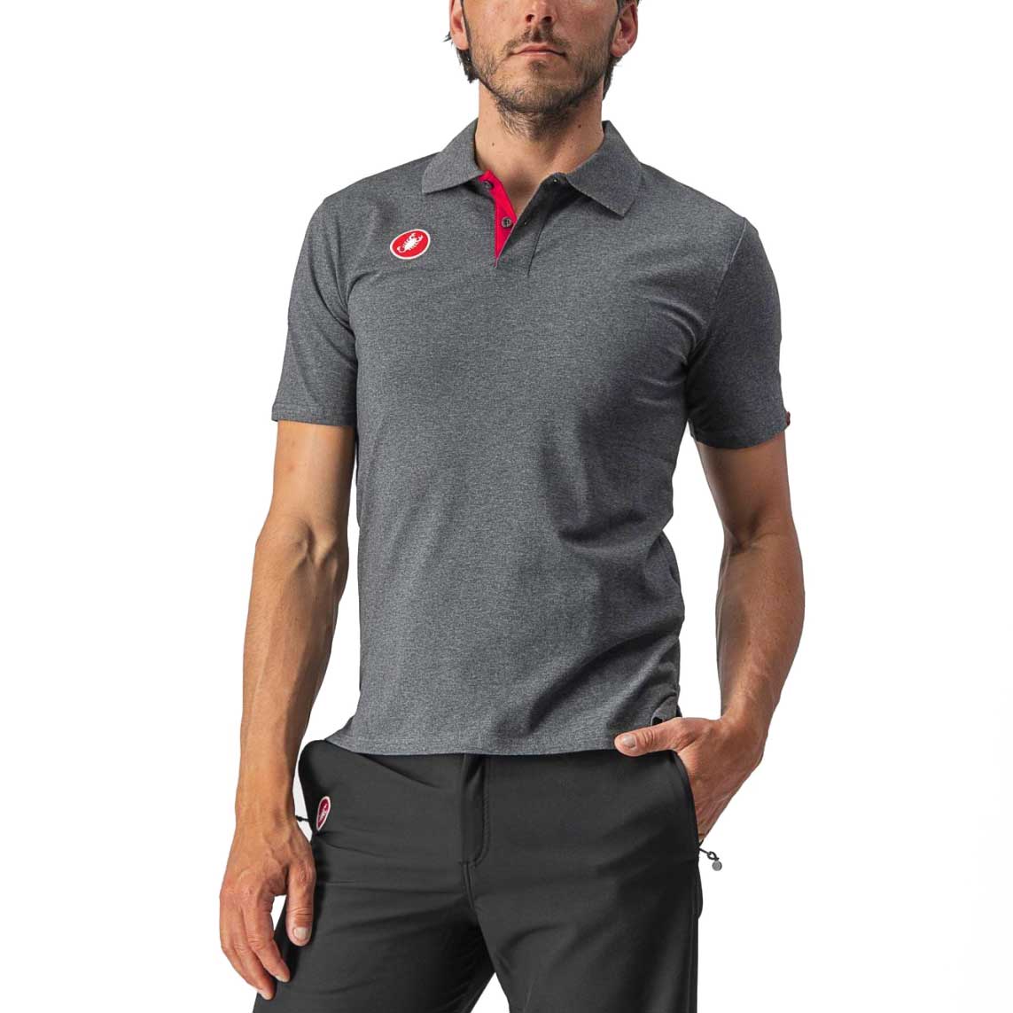 Produktbild von Castelli Race Day Polo Shirt Herren - melange grey 006