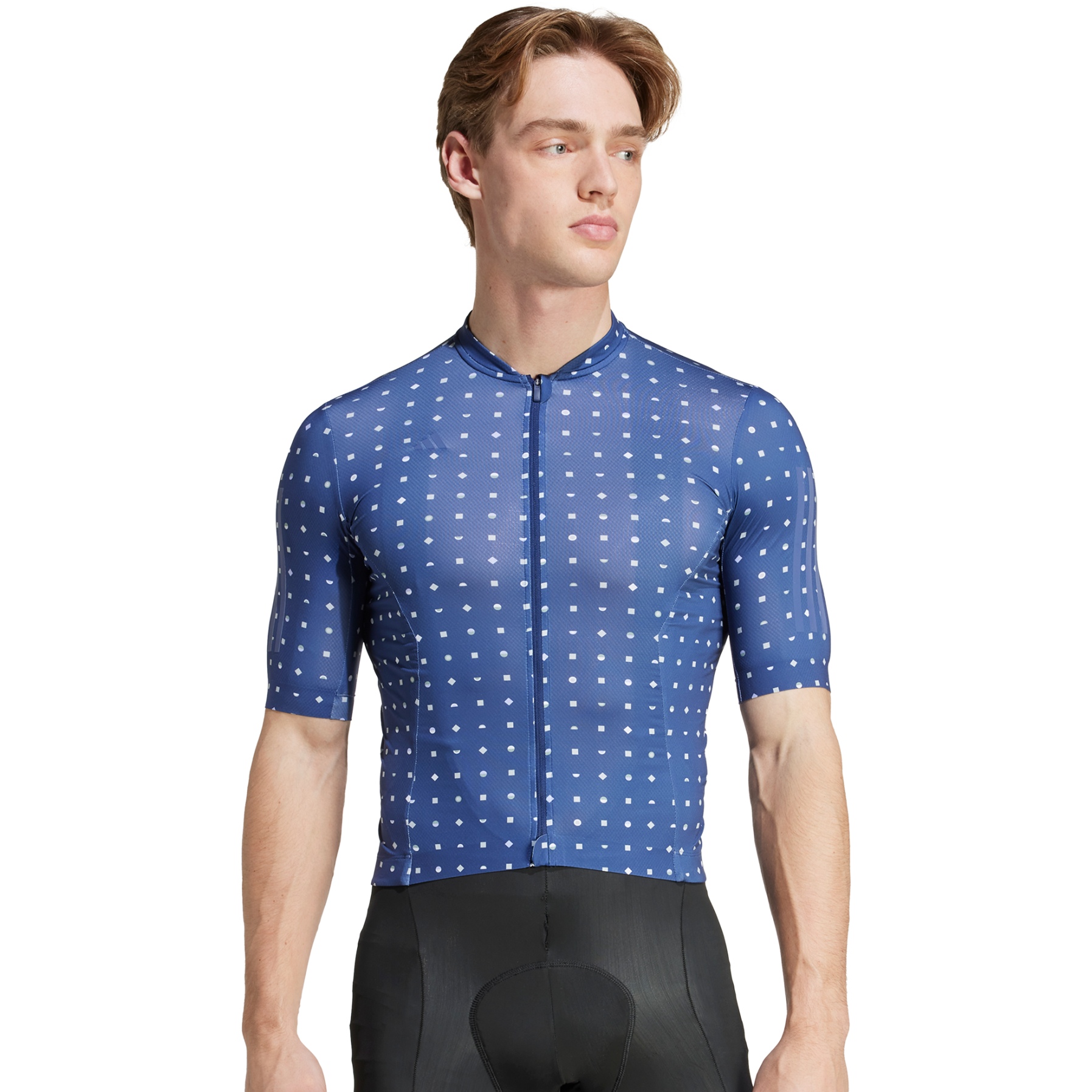 Produktbild von adidas Tempo 3-Stripes Sunshine Mosaic Radtrikot Herren - dark blue/wonder silver JH3392