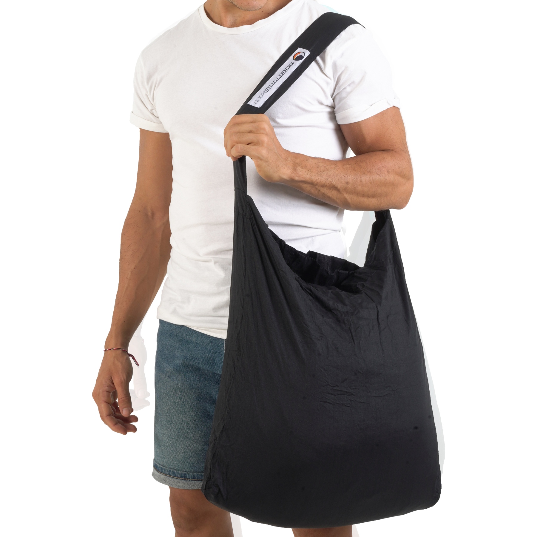 Picture of Ticket To The Moon Eco Bag - Large 30L - Black / Black