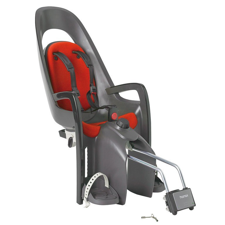 Produktbild von Hamax Caress Fahrrad-Kindersitz - grau/dunkelgrau/rot
