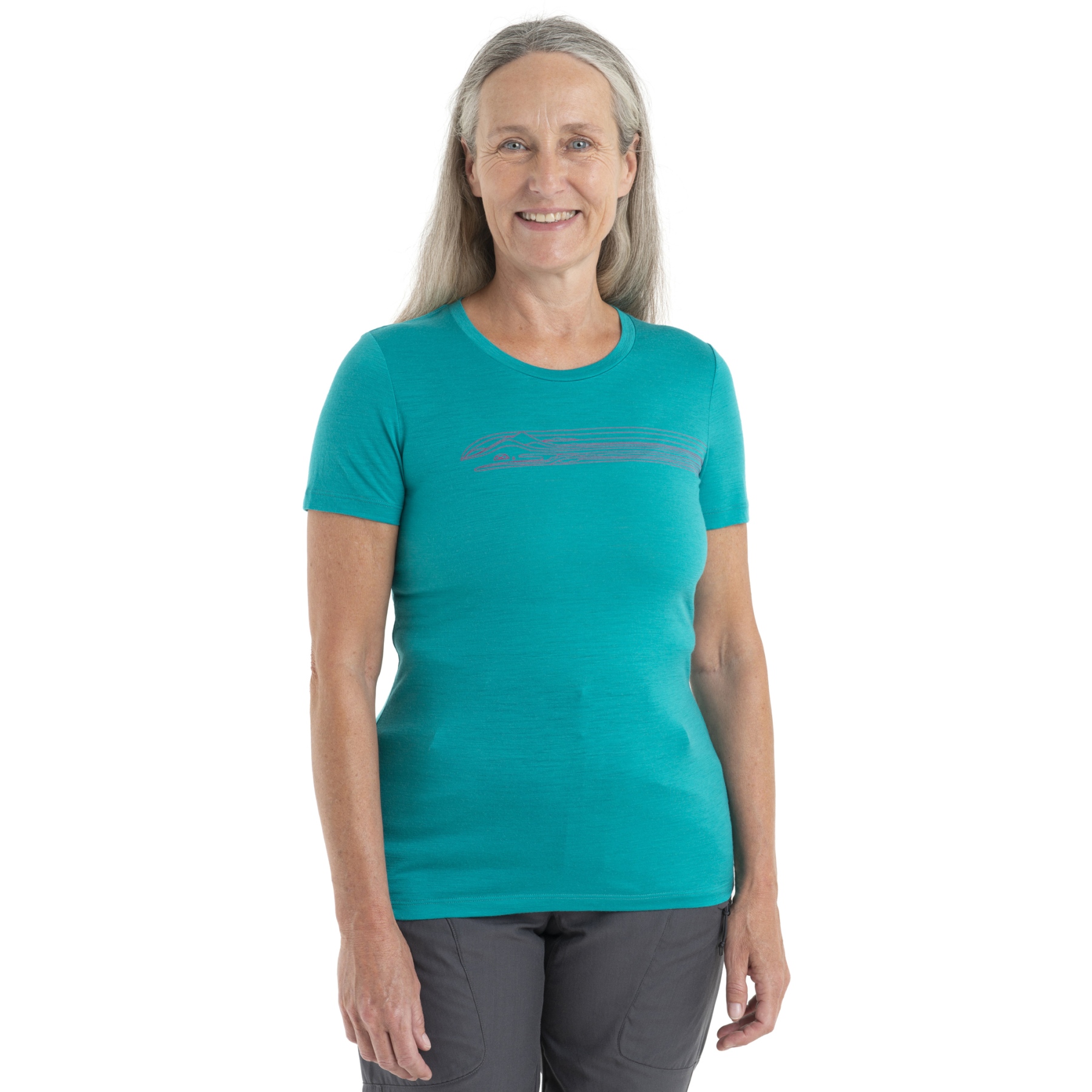 Imagen de Icebreaker Camiseta Mujer - Tech Lite II Camping Lines - Flux Green