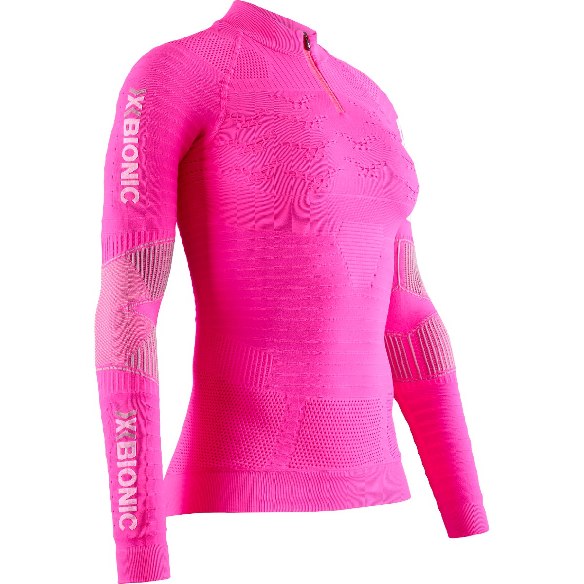 Picture of X-Bionic Effektor 4.0 Trail Run Half Zip Long Sleeves Shirt for Women - flamingo pink/artic white